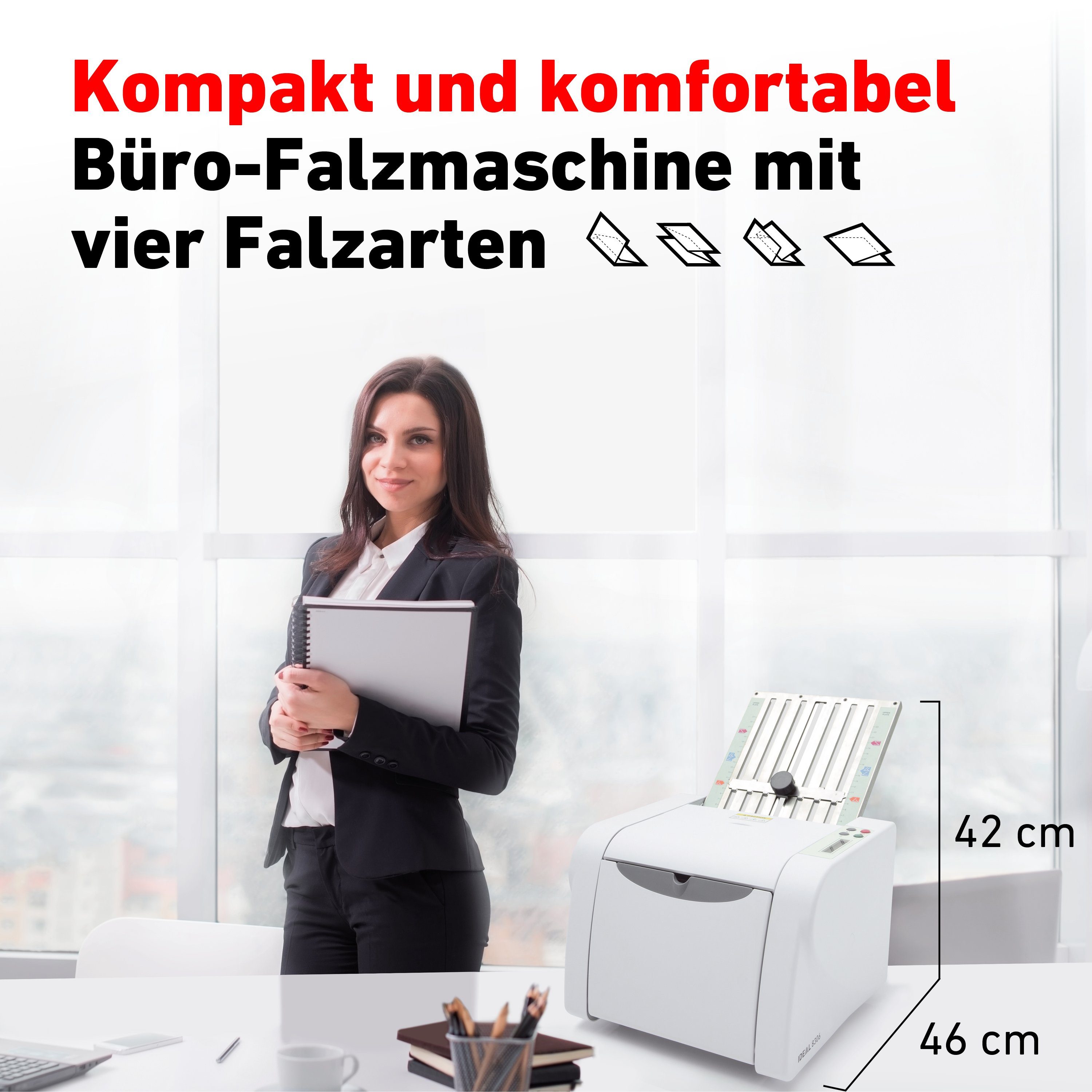 IDEAL Falzmaschine 8306, 60 bis 115 g/m² Papier, 115 Blatt/Minute, 7.000 Blatt/Stunde