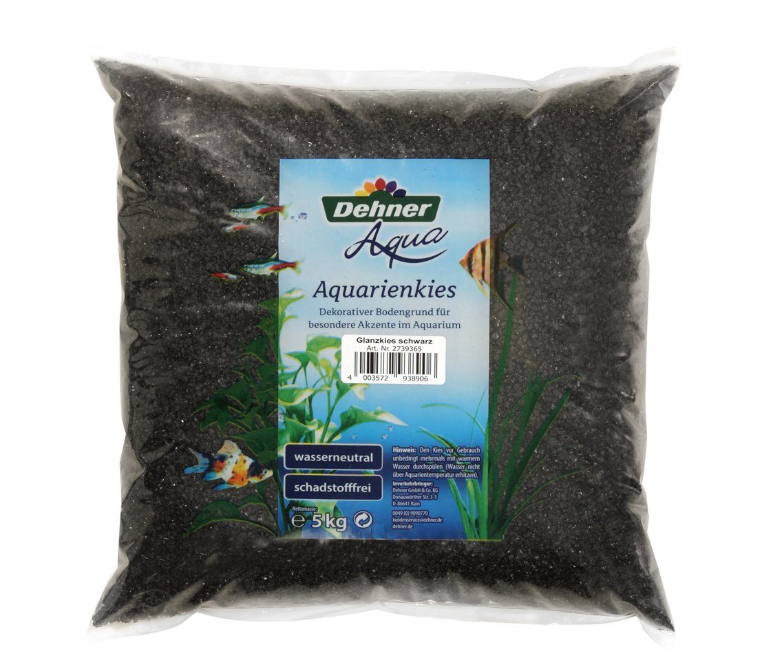 Dehner Aquarienkies Aqua Glanzkies, Körnung 2-3 mm, 5 kg, schwarz von Dehner