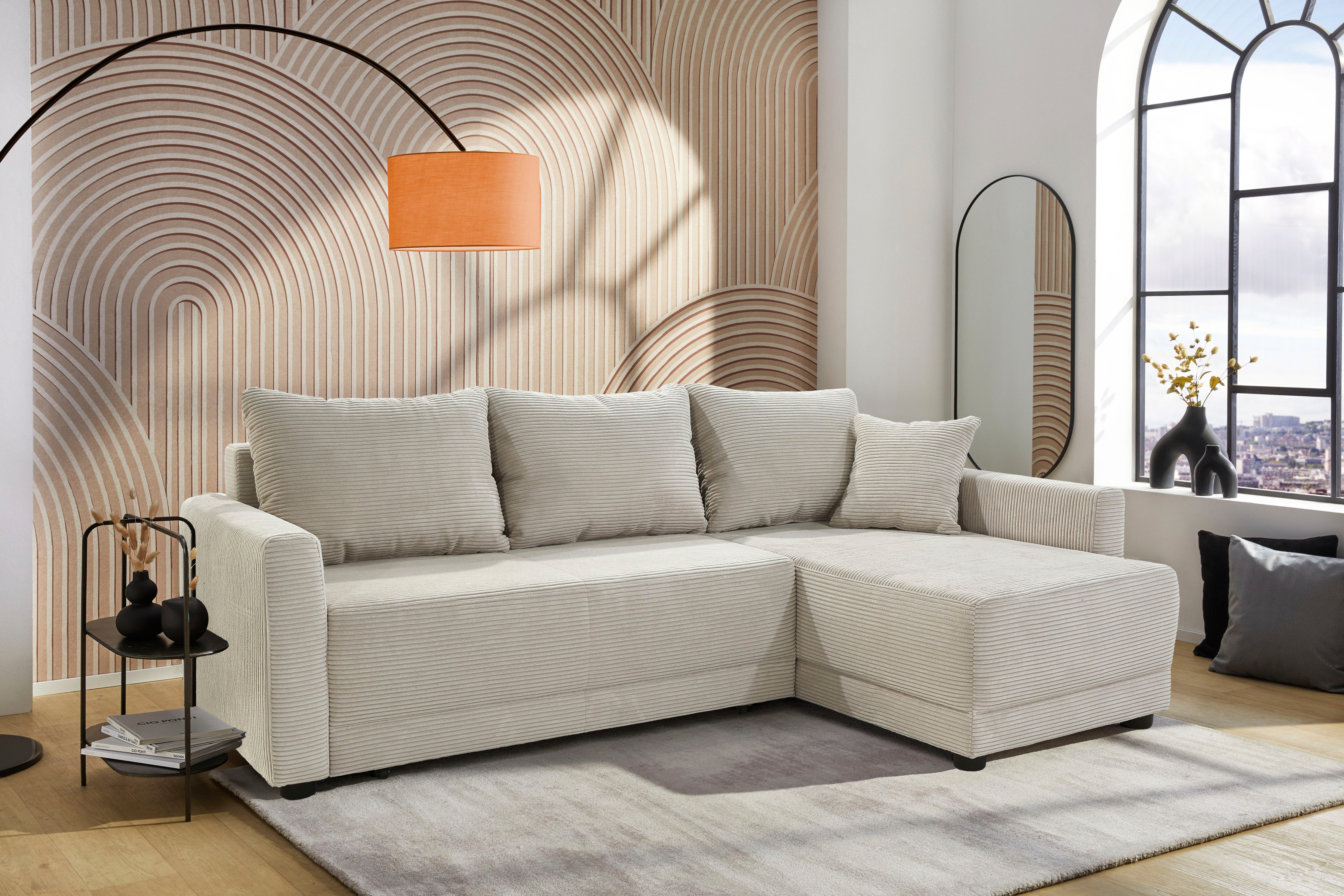 Jockenhöfer Gruppe Ecksofa Venezia L-Form, B: 234 cm, mit Schlaffunktion, Bettkasten & Zierkissen