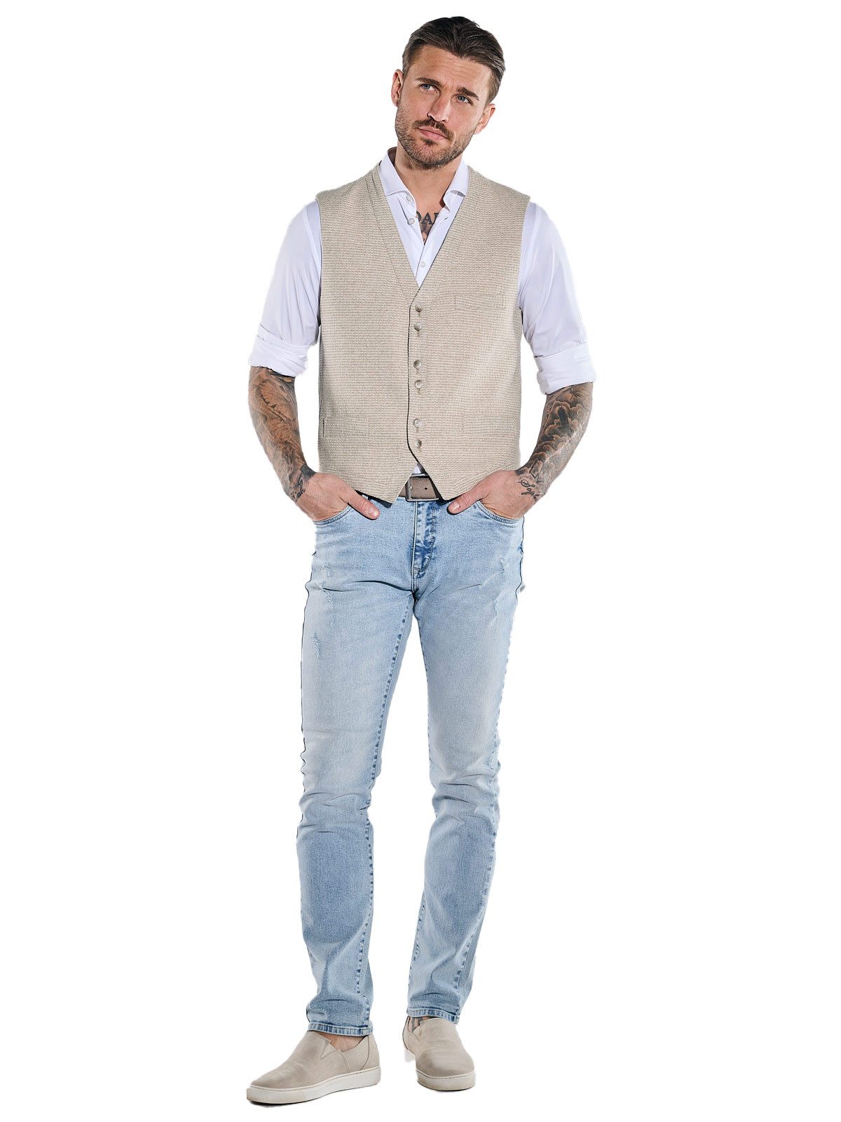 emilio adani Anzugweste Herren Sakko-Weste slim fit, Beige