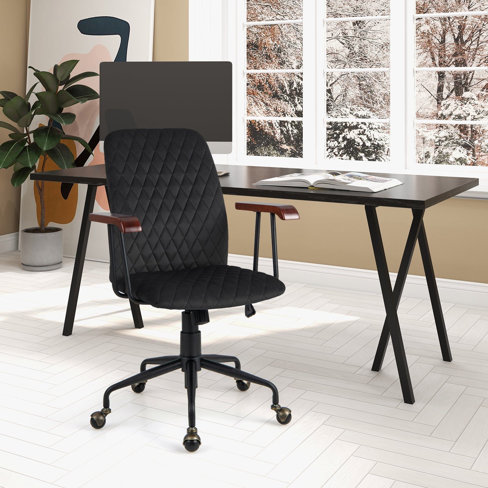 COSTWAY Drehstuhl, Bürostuhl bis 150 bis kg, 89,5 höheverstellbar schwarz 97,5cm