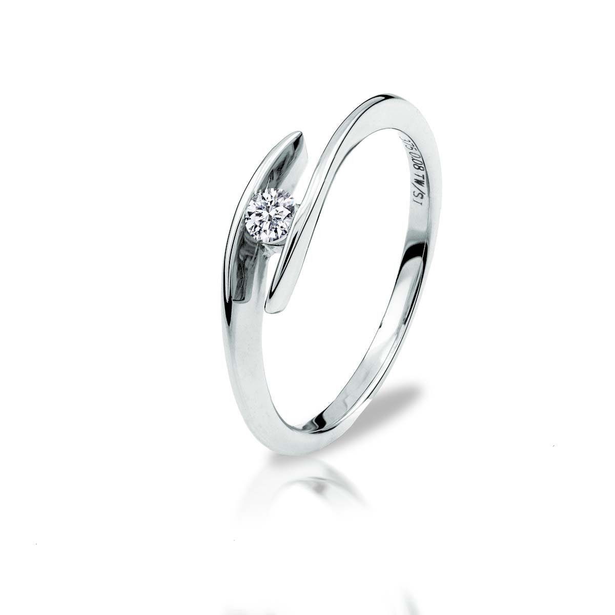 Adam & Eve Verlobungsring Brillantring 375/- Gelbgold 0,08 ct. (Diamantring AE08 mit Ringbox), inklusive Echtheitszertifikat - Gravur möglich