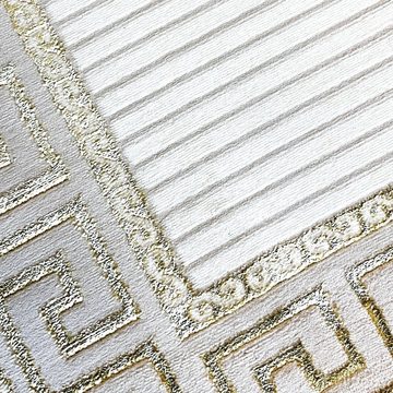 Teppich Orientalischer Designerteppich mit glänzendem Ornament in weiß-gold, Teppich-Traum, rechteckig, Höhe: 8 mm