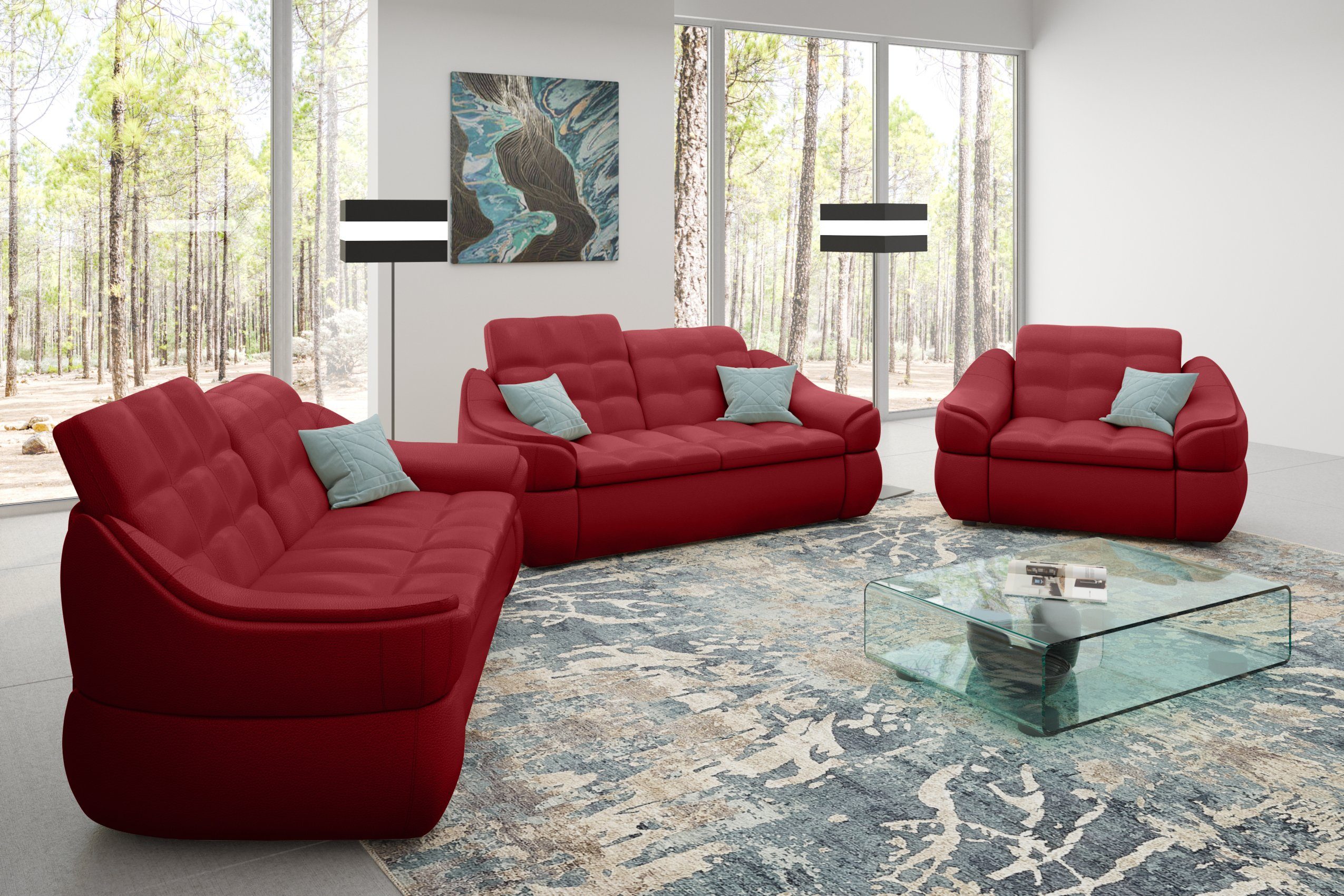 Stylefy Polstergarnitur Alisa, Sofa Europa aus Design, Sessel, und in made Modern Sofa, (Set (3-tlg), 2-Sitzer 2,5-Sitzer bestehend