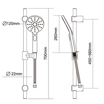Marwell Brausegarnitur SILVER RAINSTAR, Höhe 70 cm, Komplett-Set, 1/2 Zoll