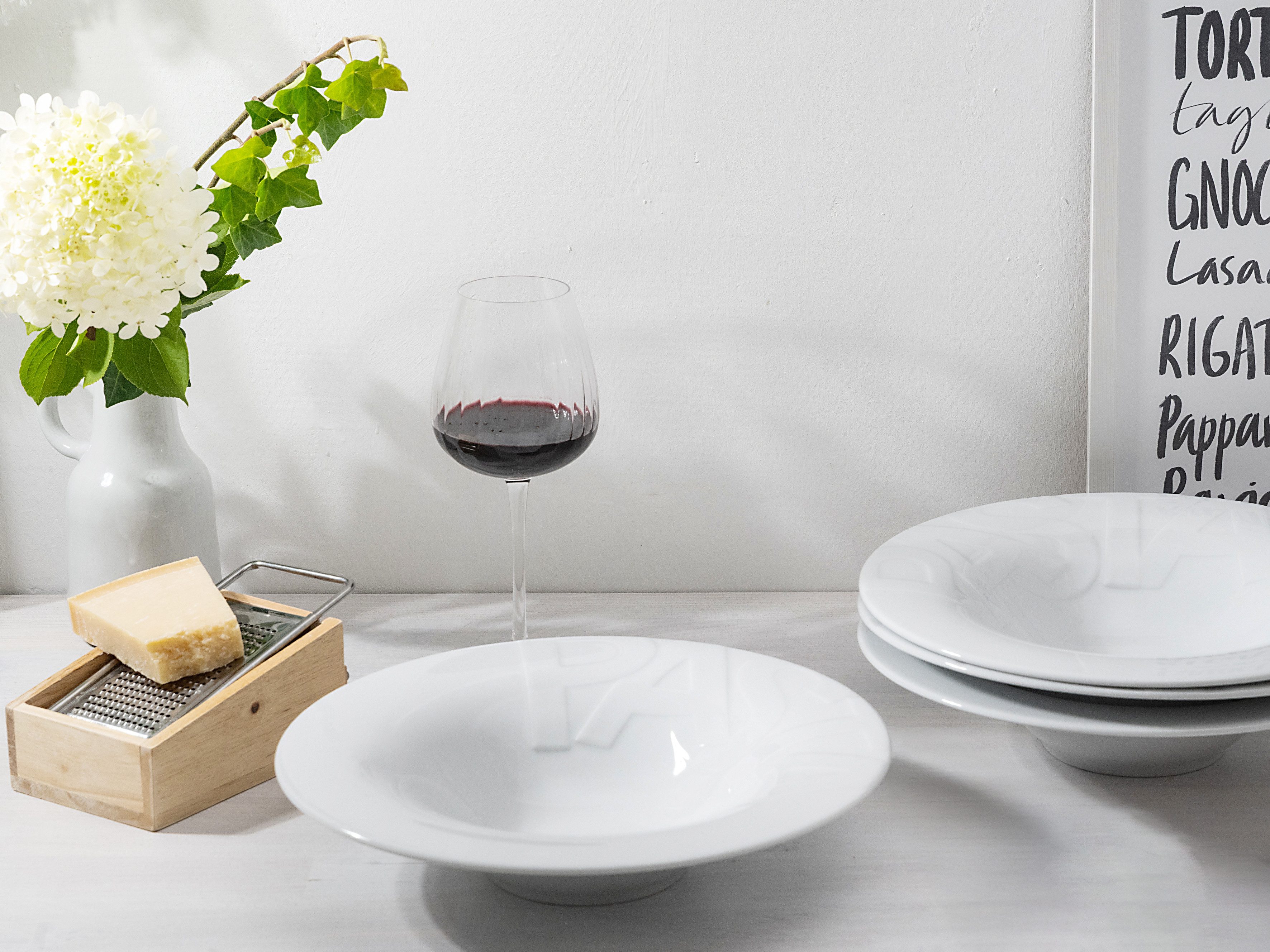 CreaTable Pastateller Essteller, (4 St), Teller Set für 4 Personen, weiß, Porzellan