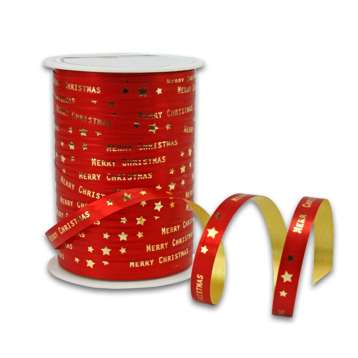 PRÄSENT Geschenkband PRÄSENT Ringelband Merry Christmas rot 10mmx100m