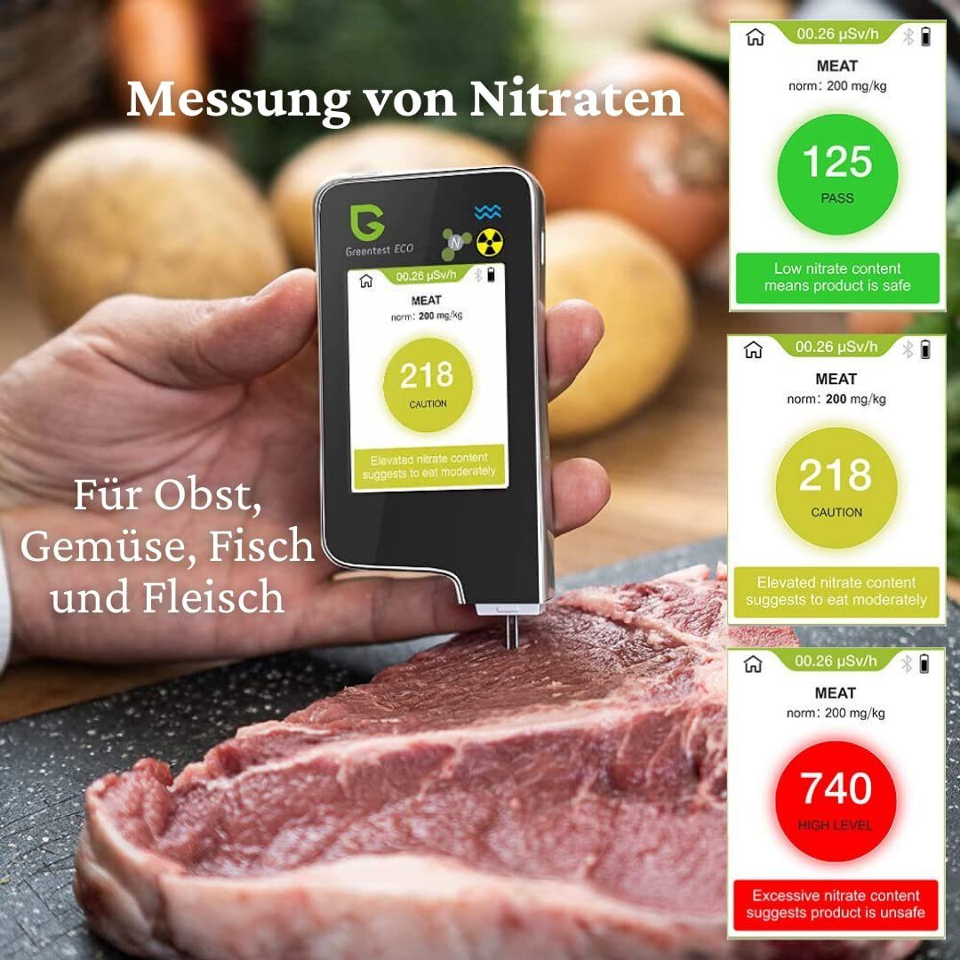 Geigerzähler Obst Sensor Strahlenmessgerät (1-St), GREENTEST Nitrat Fleisch Greentest Schwarz Nitrattester 6 Prüfer, Fisch Gemüse Strahlungsdetektor Eco