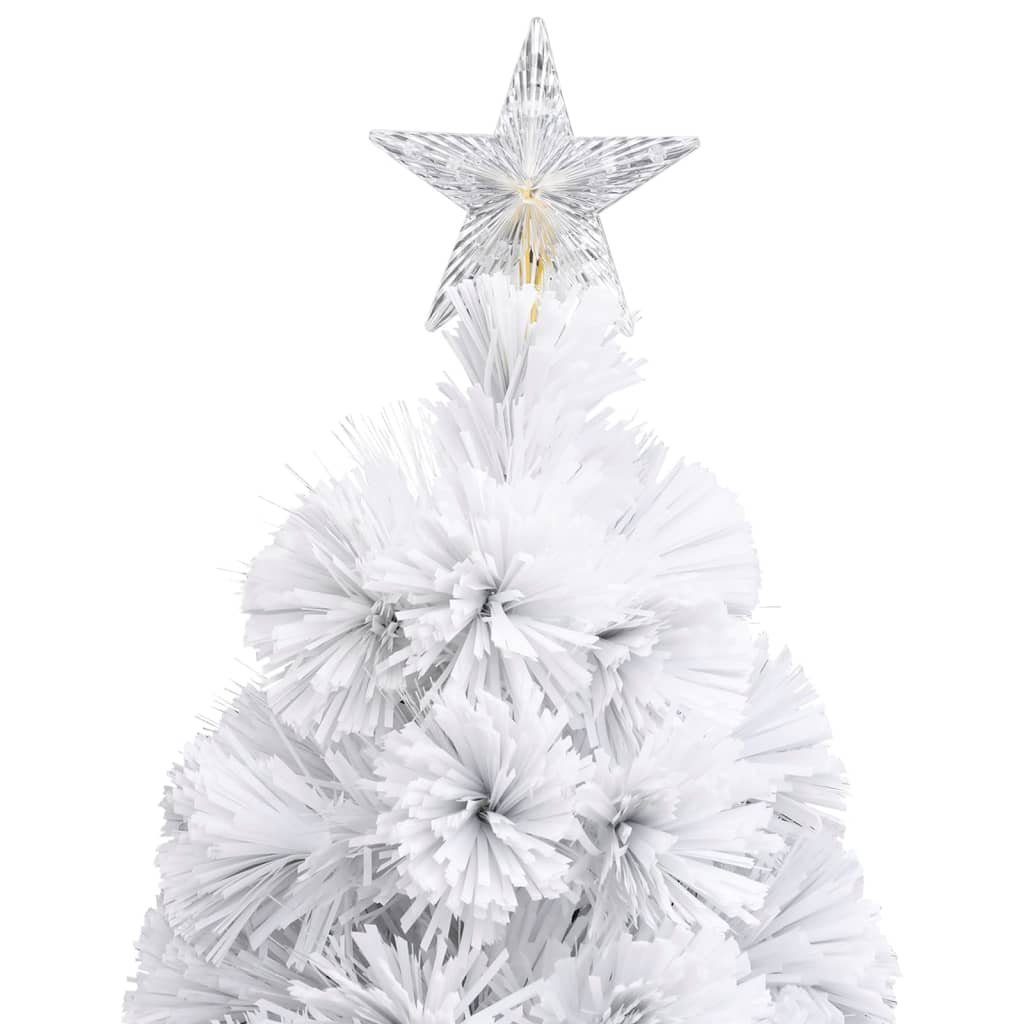 vidaXL Künstlicher Weihnachtsbaum Künstlicher Glasfaser mit Weihnachtsbaum 120cm Weiß Beleuchtung