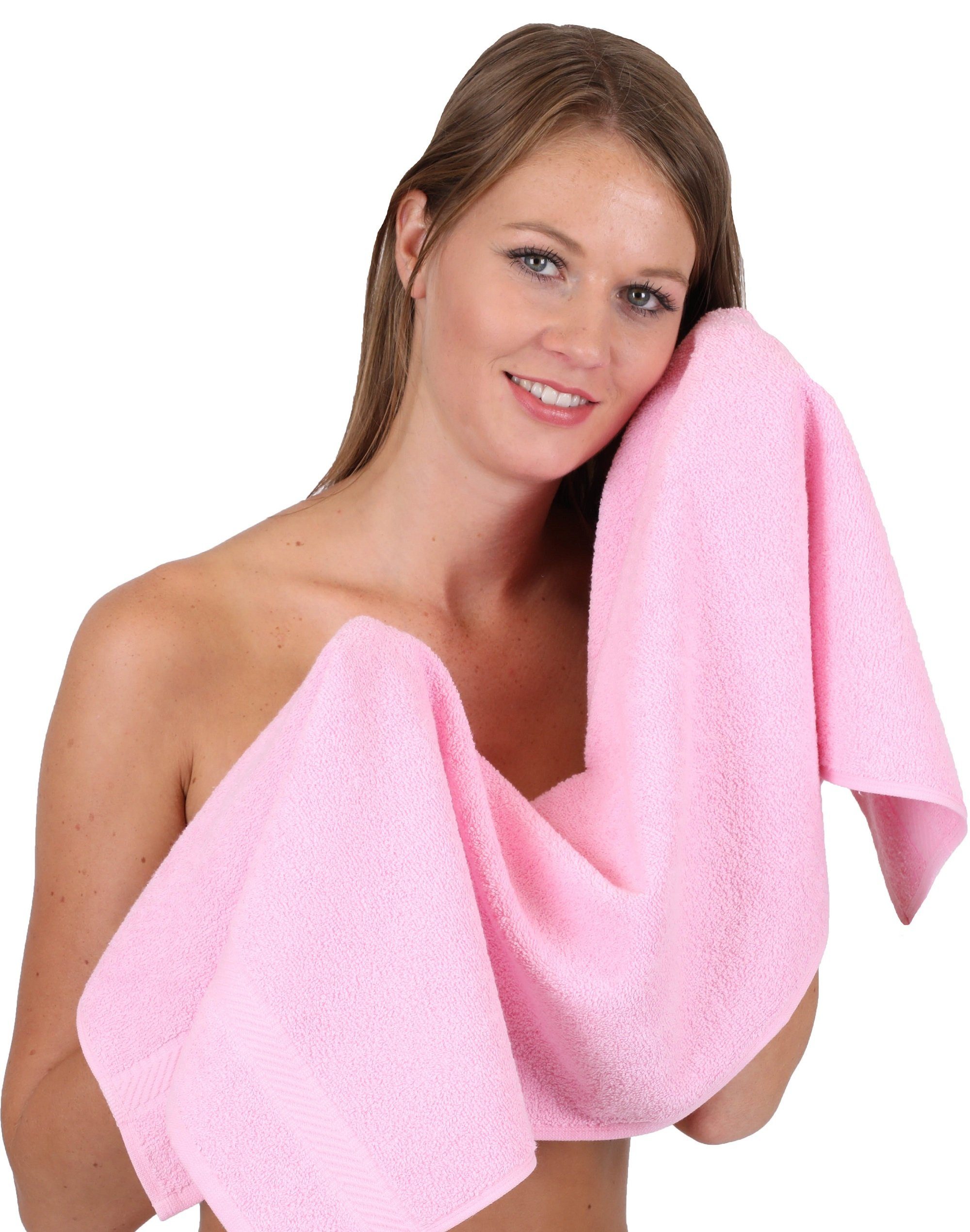 Betz Handtuch Set 10-tlg Set 4 rosé, Palermo 6 Farbe grün Handtücher 100% Duschtücher Baumwolle und