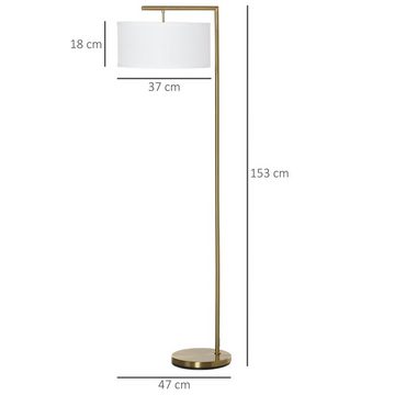 HOMCOM Stehlampe modernen Design, 1 x E27 (nicht im Lieferumfang enthalten), Metall Stahl Leinen Gold+Weiß 47 x 37 x 153 cm
