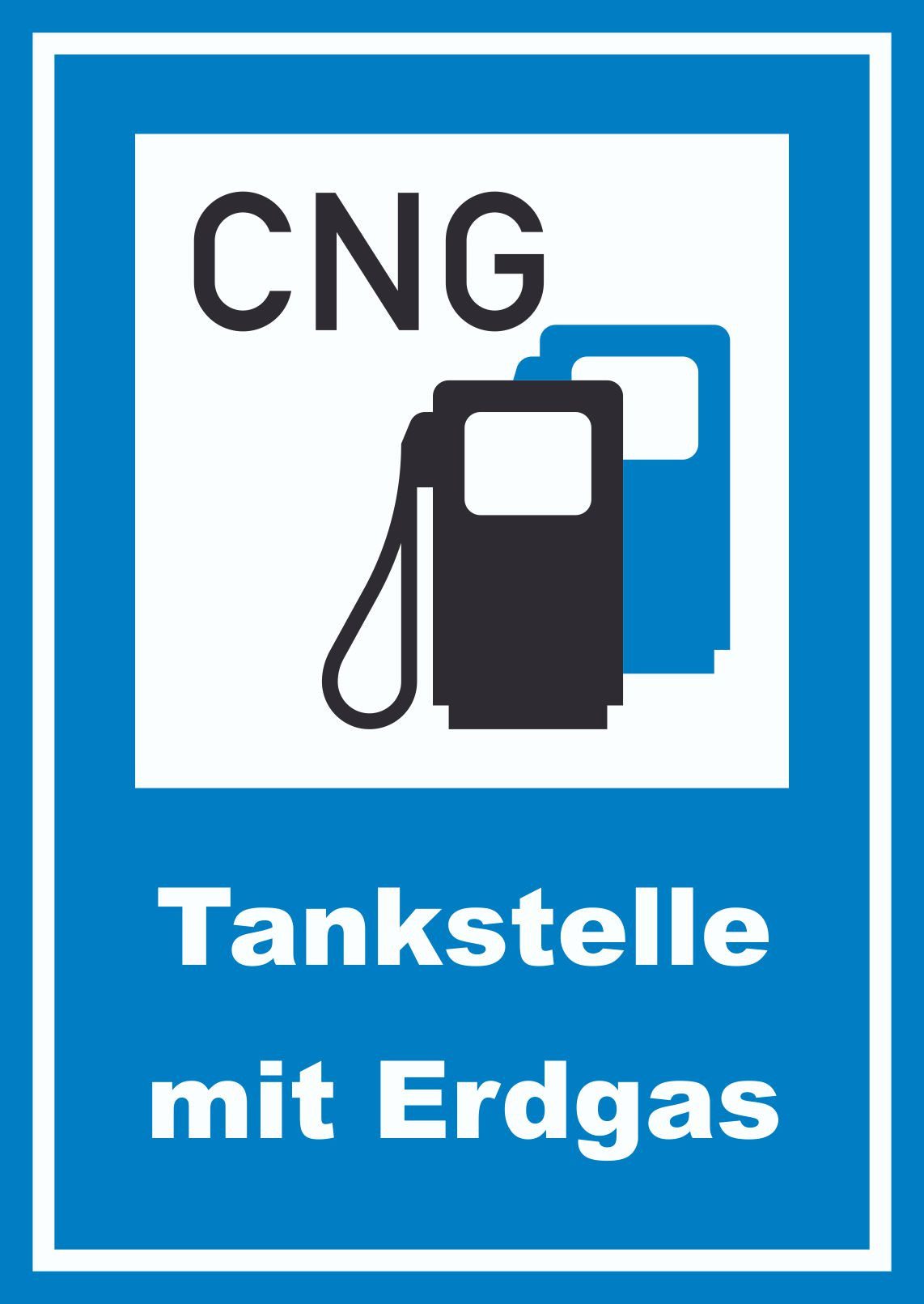 Hinweisschild Tankstelle mit Erdgas Schild