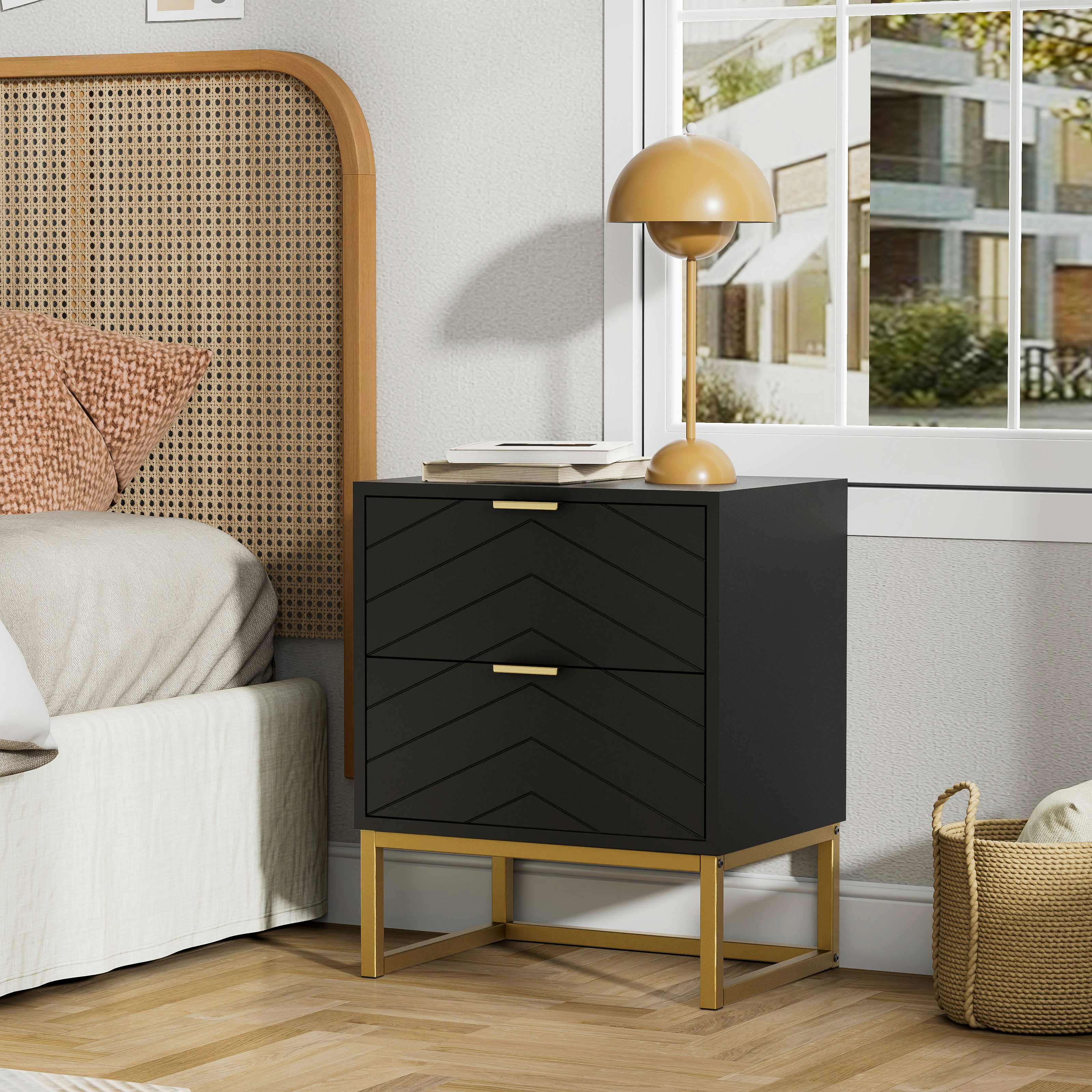 UEV Nachttisch 2er Set, Nachtkommode mit Schubladen (Nachtschrank mit 2 Sch günstig online kaufen