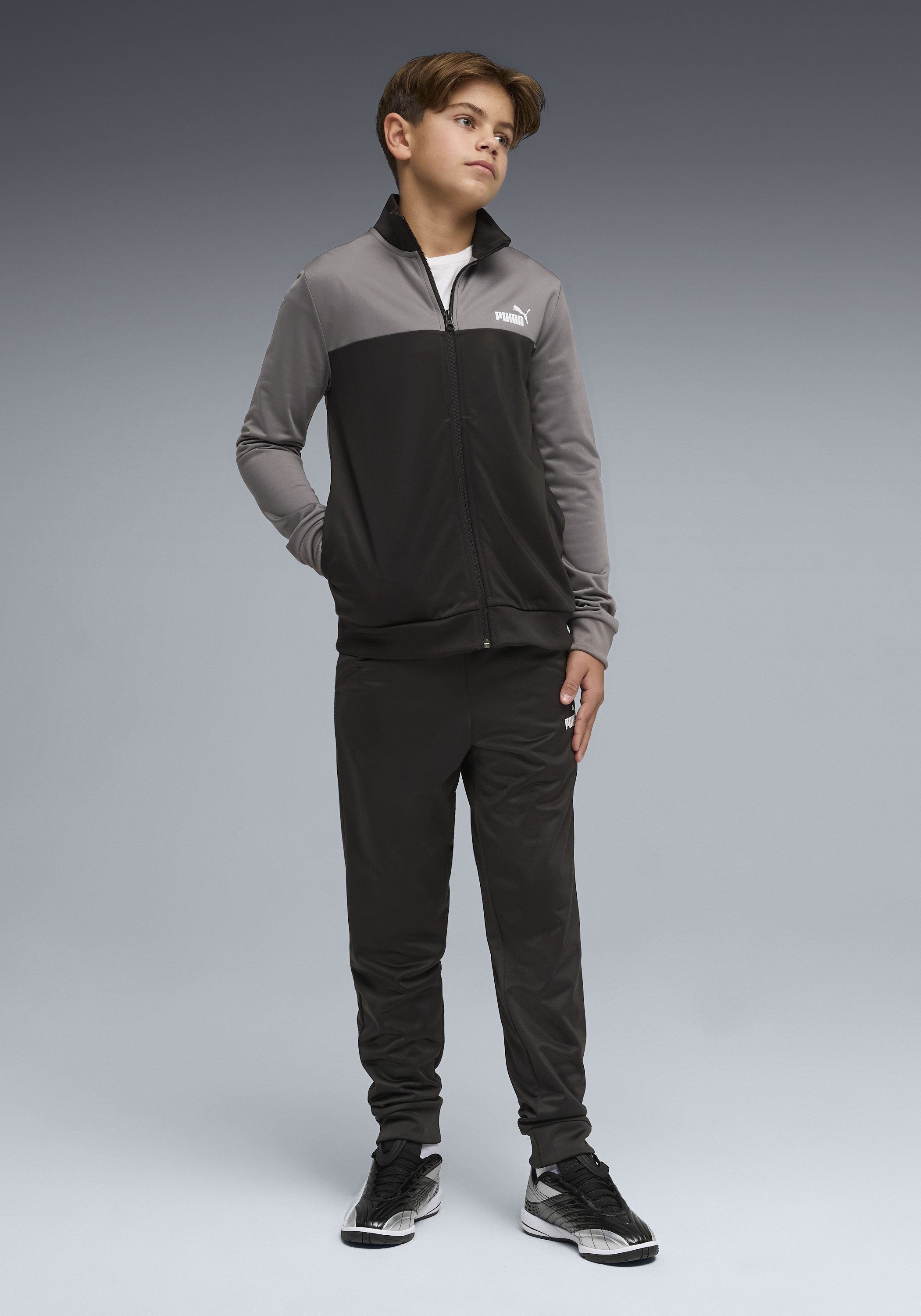 PUMA Trainingsanzug POLY COLORBLOCK SUIT B (2-tlg), ohne Kapuze