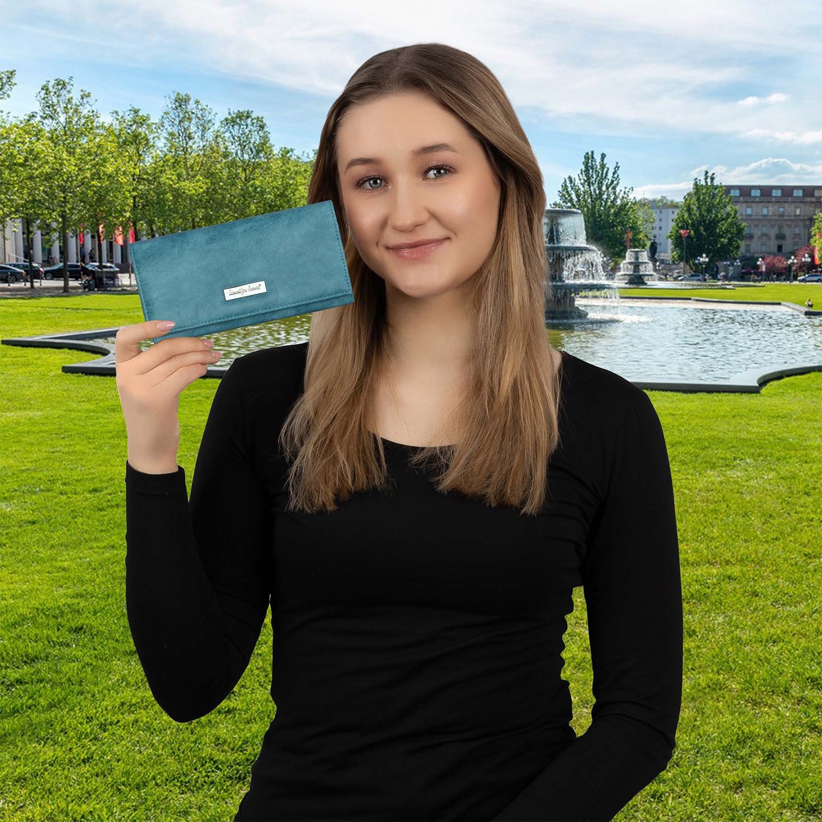 Jennifer Jones Geldbörse JENNIFER JONES Damen Geldbörse Portemonnaie Türkis günstig online kaufen