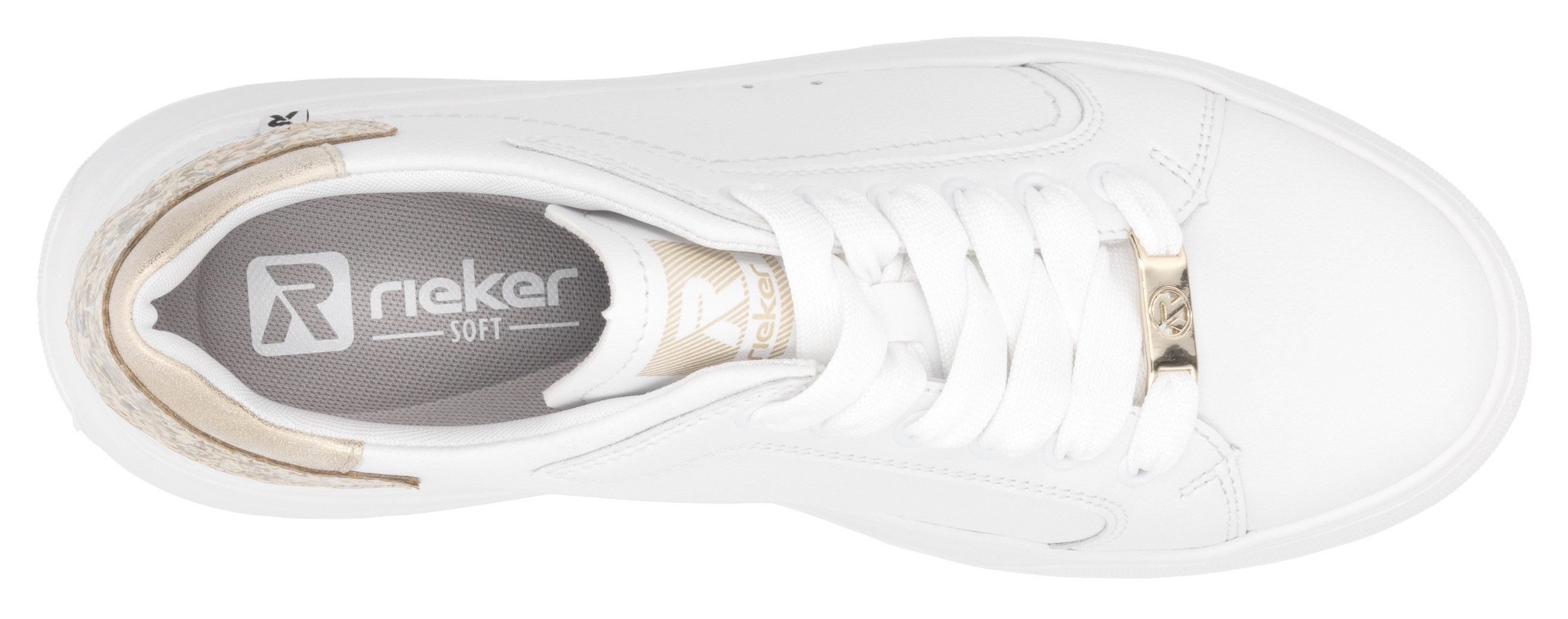 Rieker Sport Plateausneaker, Schnürschuh, Halbschuh, Freizeitschuh, Metallic-Akzent, schmale Form