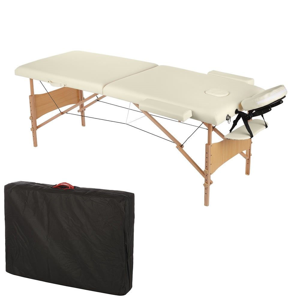 Feel2Home Massageliege Massageliege 2 Zonen Kopfstütze Ergonomische Weiß Rot Gelb Creme Mobil (Stück, Liege), flexibel Einstellbar