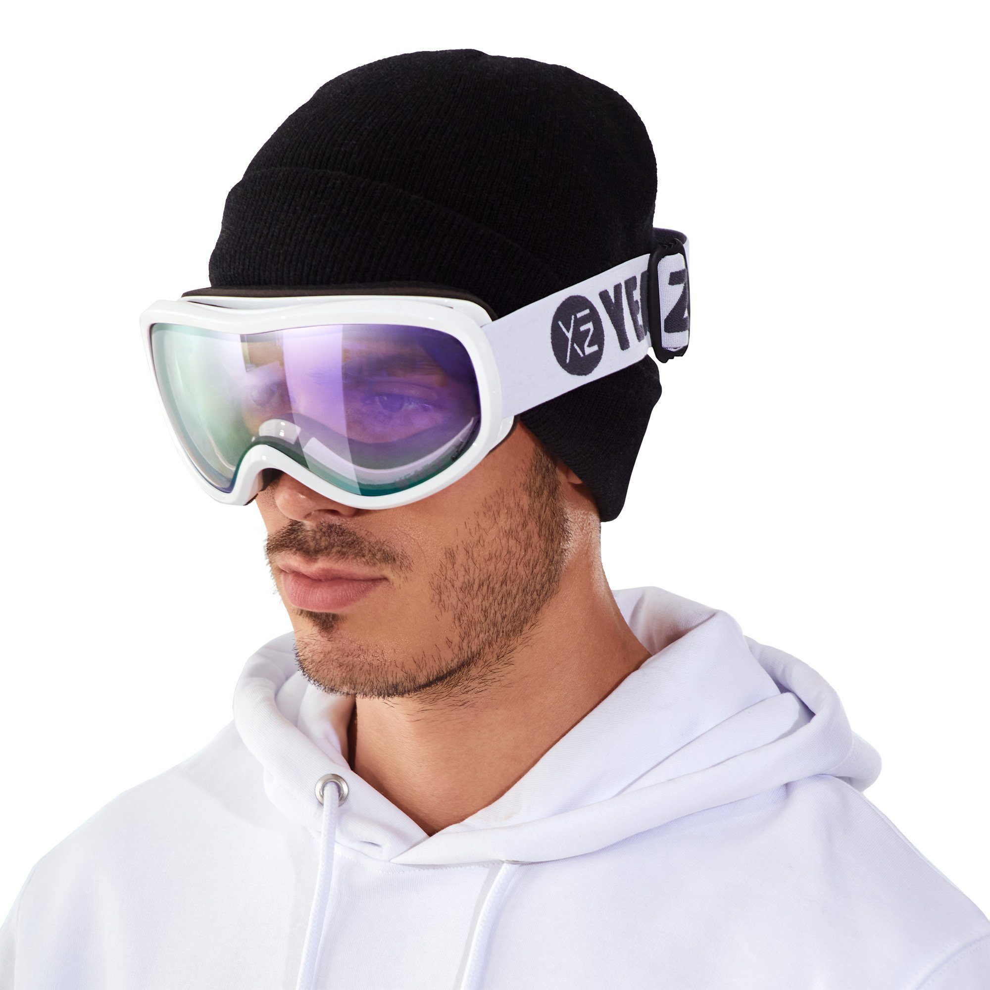 YEAZ Skibrille STEEZE ski- und snowboard-brille violett/weiss, Premium-Ski- und Snowboardbrille für Erwachsene und Jugendliche