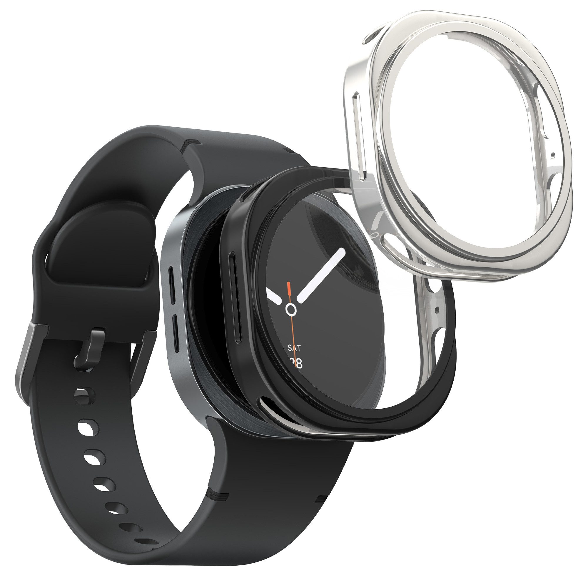 kwmobile Smartwatch-Hülle 2x Silikon Hülle für Samsung Galaxy Watch 8 (44mm), Schutzhülle Fullbody Display Cover Set aus Silikon