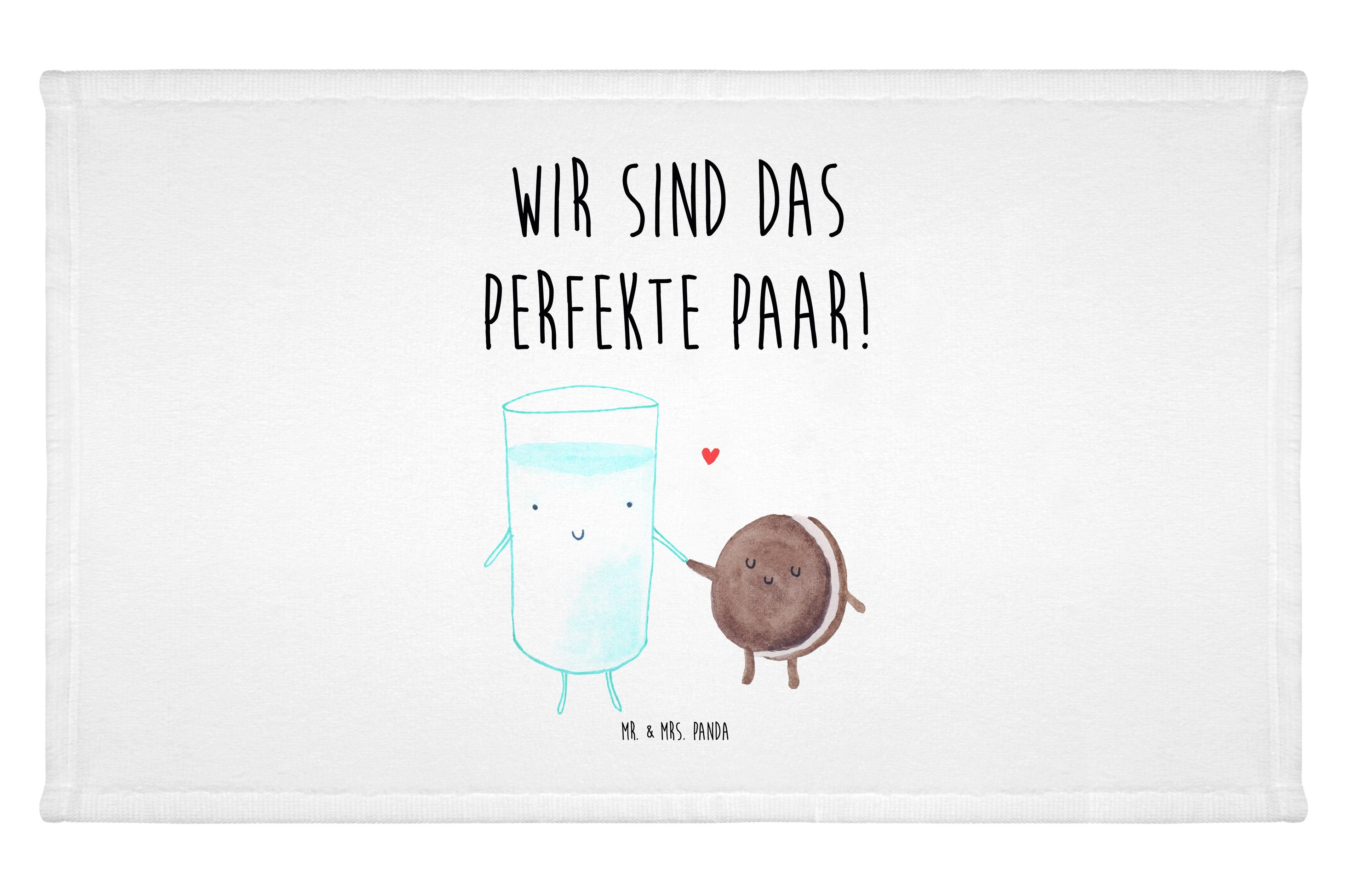 Mr. & Mrs. Panda Handtuch Milch & Keks - Weiß - Geschenk, Gute Laune, perfektes Paar, Sport Han, (1-St)