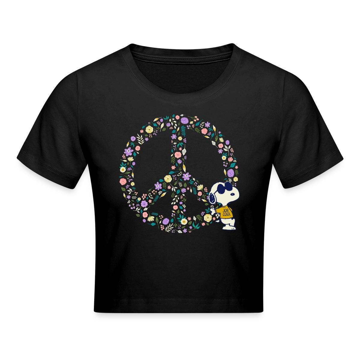 Spreadshirt T-Shirt Peanuts Snoopy Peace Zeichen Frieden Crop Top (1-tlg)