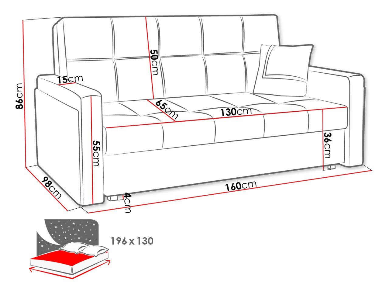 und Schlaffunktion, Polstersofa III, Bettkasten Mel inkl. Sitzer Schlafsofa mit MIRJAN24 Sofagarnitur 3 Kissen, Viva