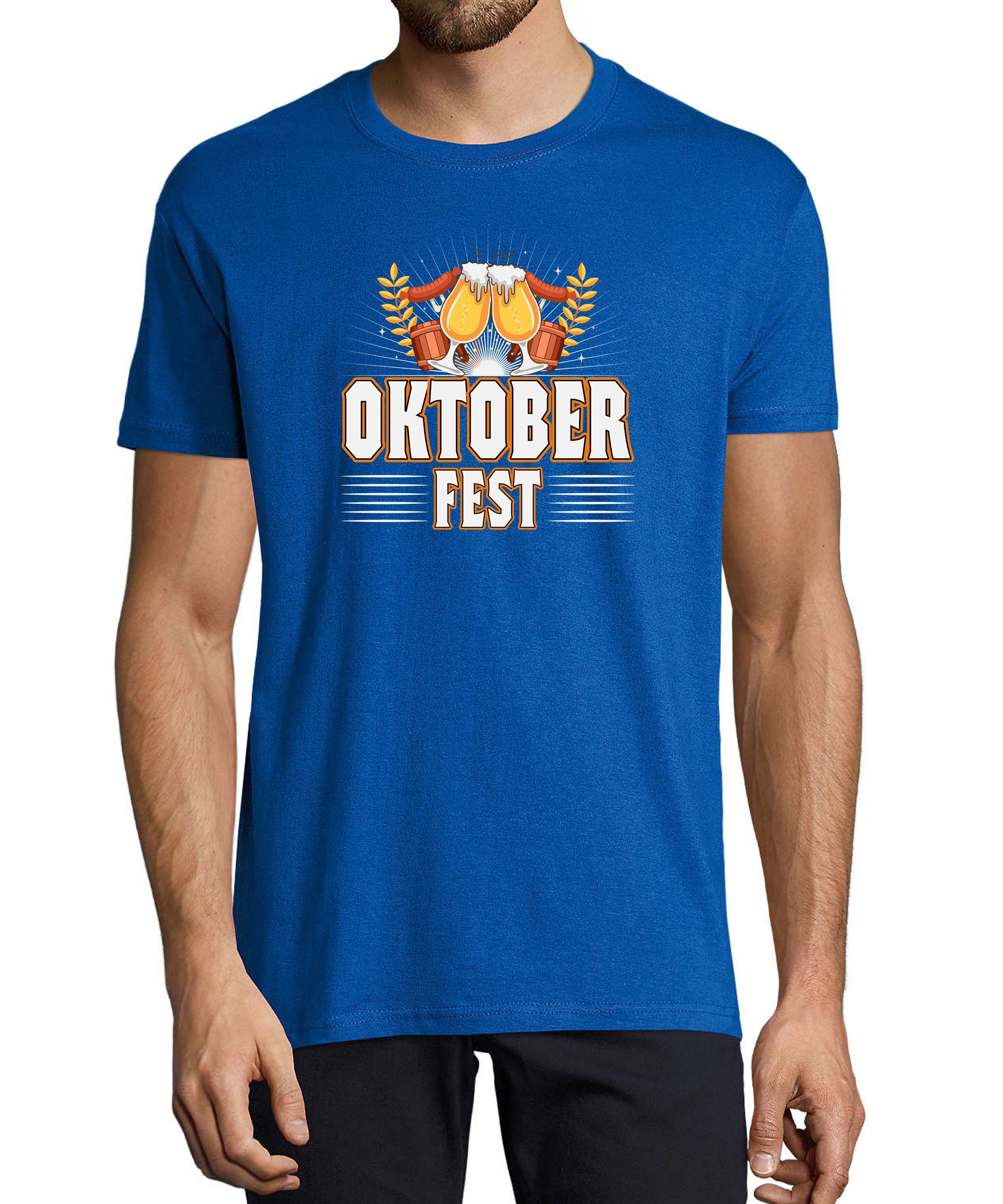 Herren blau royal MyDesign24 T-Shirt mit i327 Regular Party Shirt Baumwollshirt Aufdruck Fit, Oktoberfest - T-Shirt