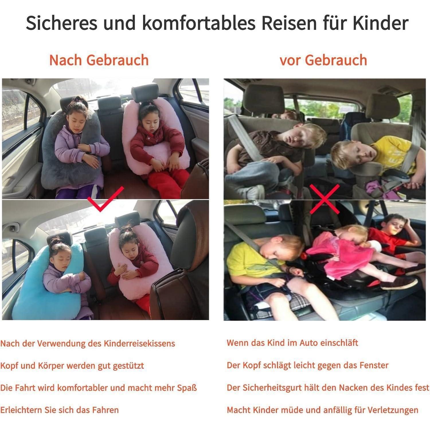 LuxusKollektion Reisekissen Reisekissen Kinder U Form Kunstfell Sicherheitsgurt Grau