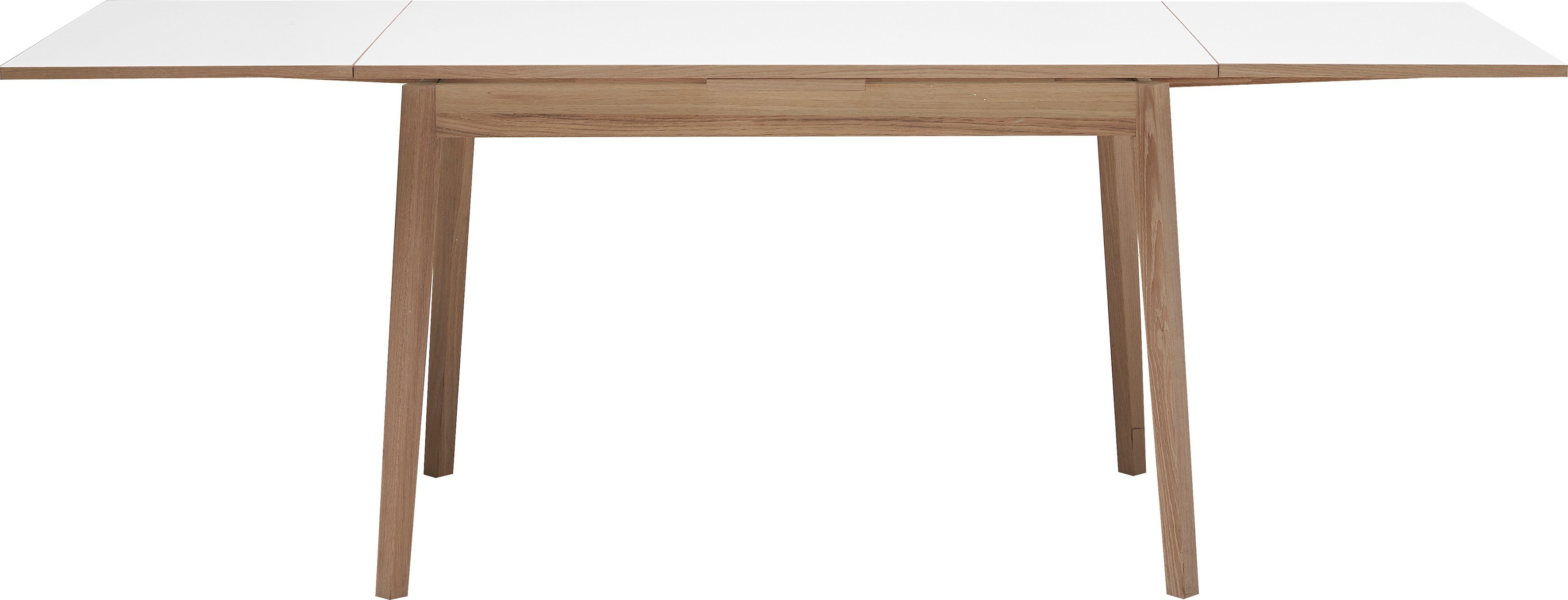 Hammel Furniture Esstisch Gestell Single, in Melamin Weiß/Natur by aus cm, und 180(280)x80 Hammel | Tischplatte Massivholz Basic Naturfarben