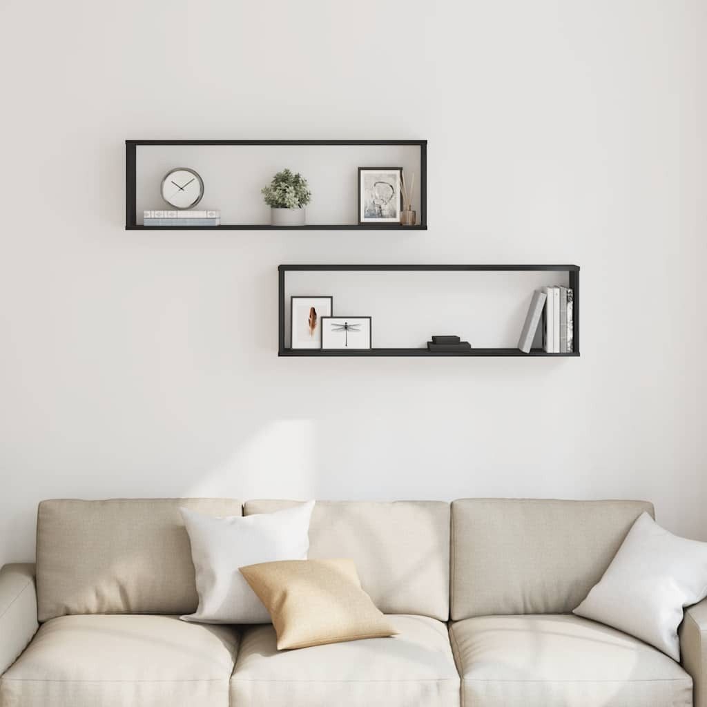 vidaXL Regal Würfelregale 2 Stk. Schwarz Eichen-Optik 100x15x30 cm, 2-tlg. günstig online kaufen