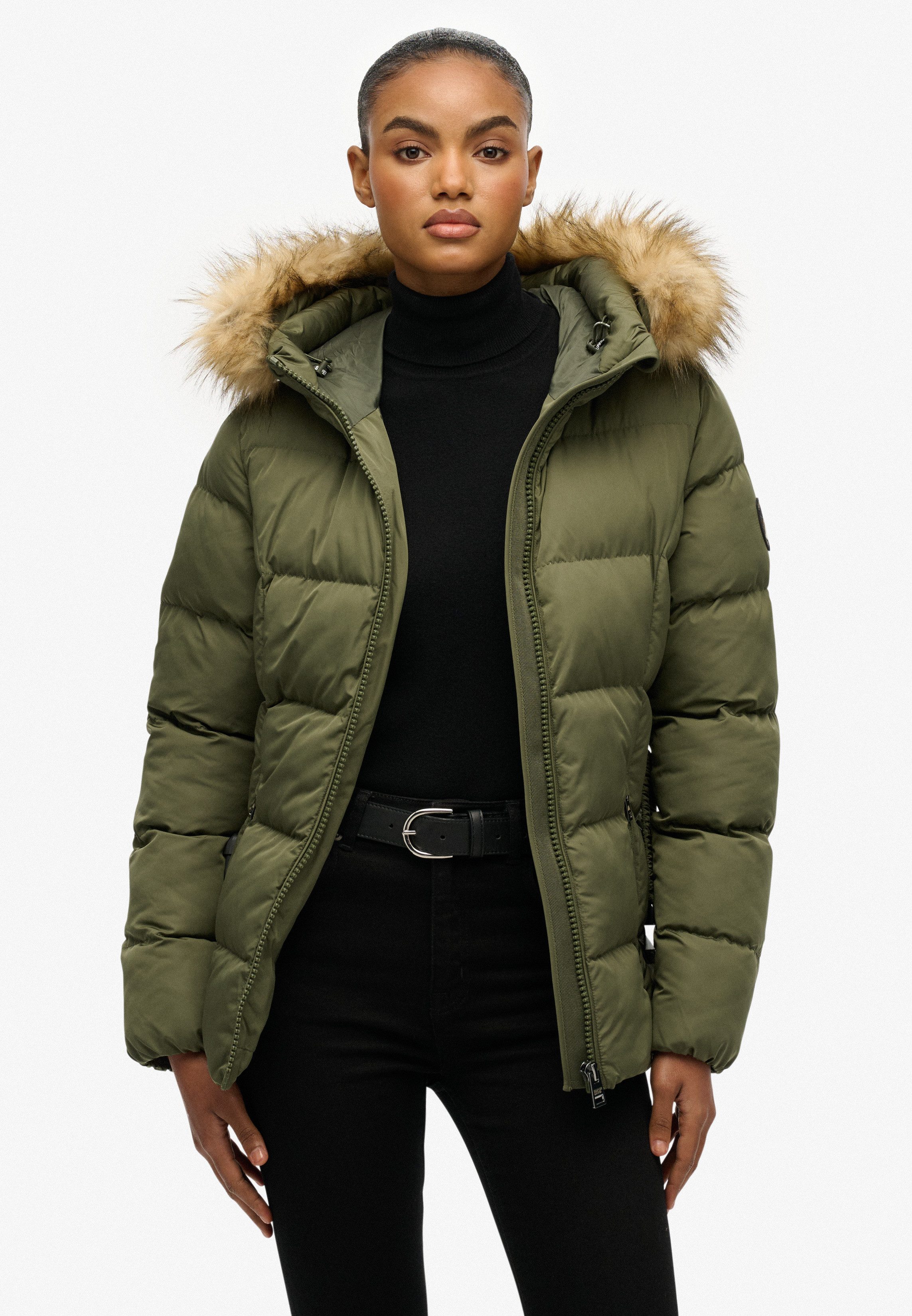 Superdry Steppjacke FUJI BELTED PUFFER mit Markenlabel, aus Polyester, Regular Fit