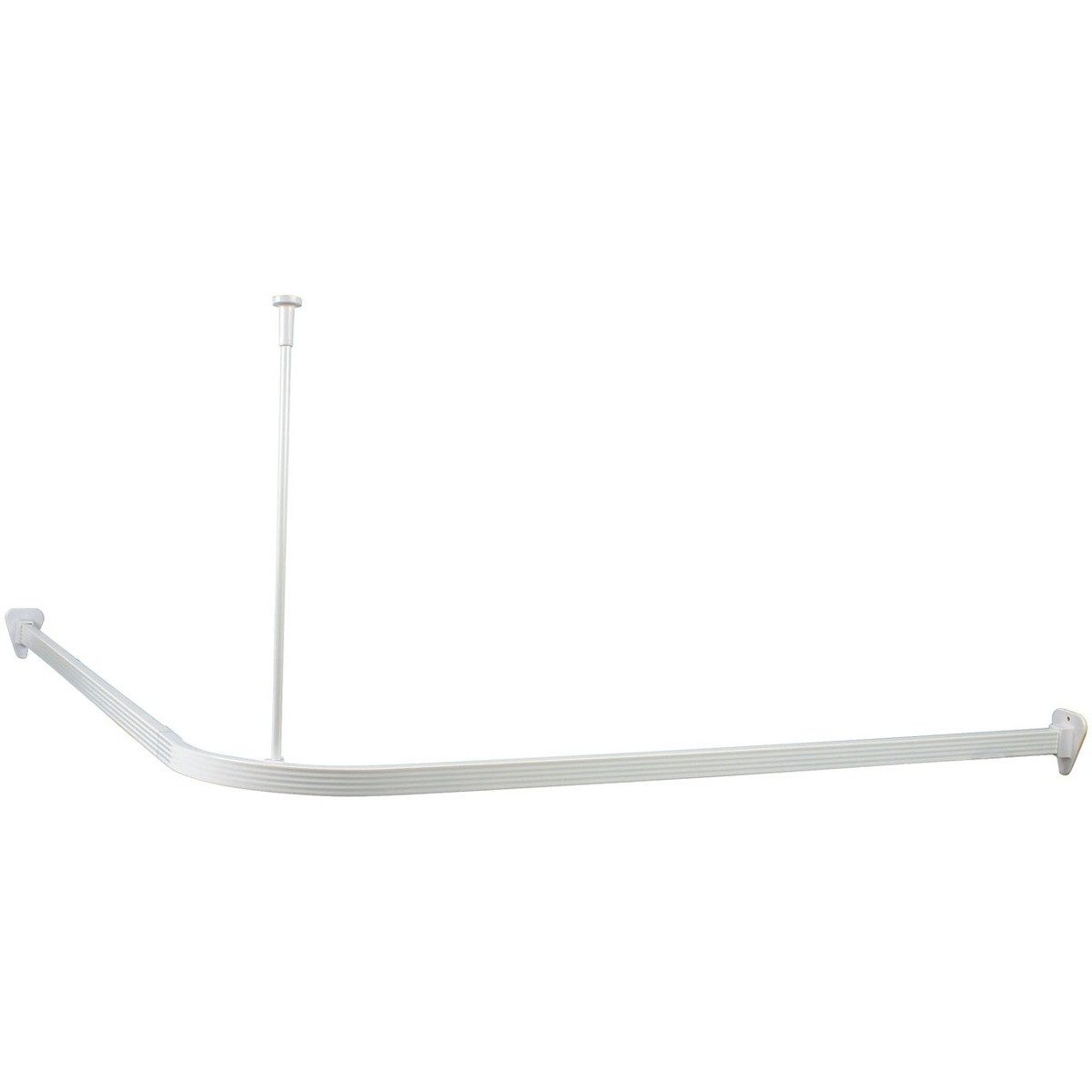 Euroshowers GmbH Duschvorhangstange Proffs Weiß 90 × 90 cm - Kürzbar, Wand, Schrauben, Aluminium, Inklusive Deckenhalterung 60 cm,verbindungsstücken und 12 Vorhanghaken