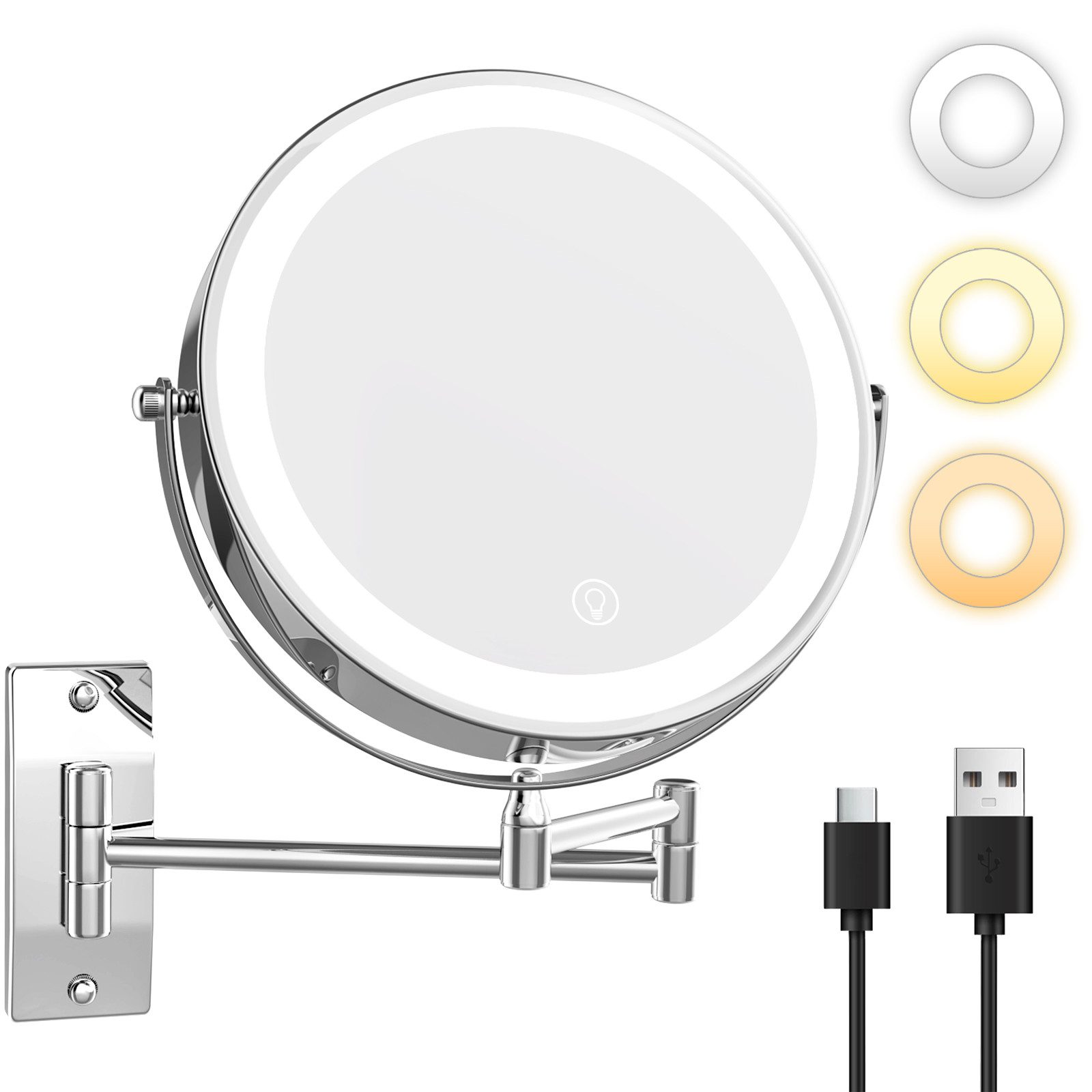 skelo Kosmetikspiegel Schminkspiegel mit Beleuchtung und Wandmontage, 1X/10 günstig online kaufen