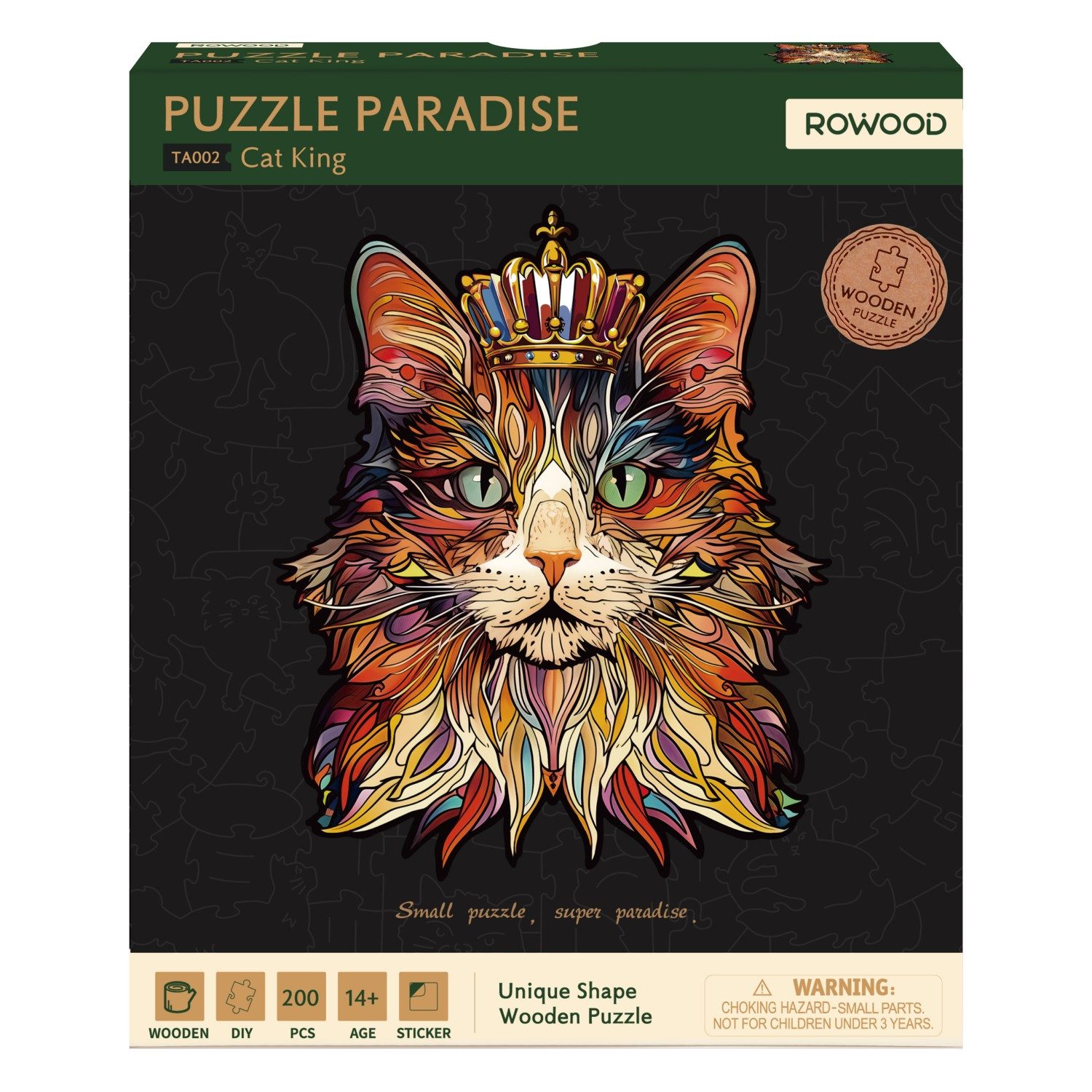 Rowood Puzzle Katze "Cat King", 200 Puzzleteile