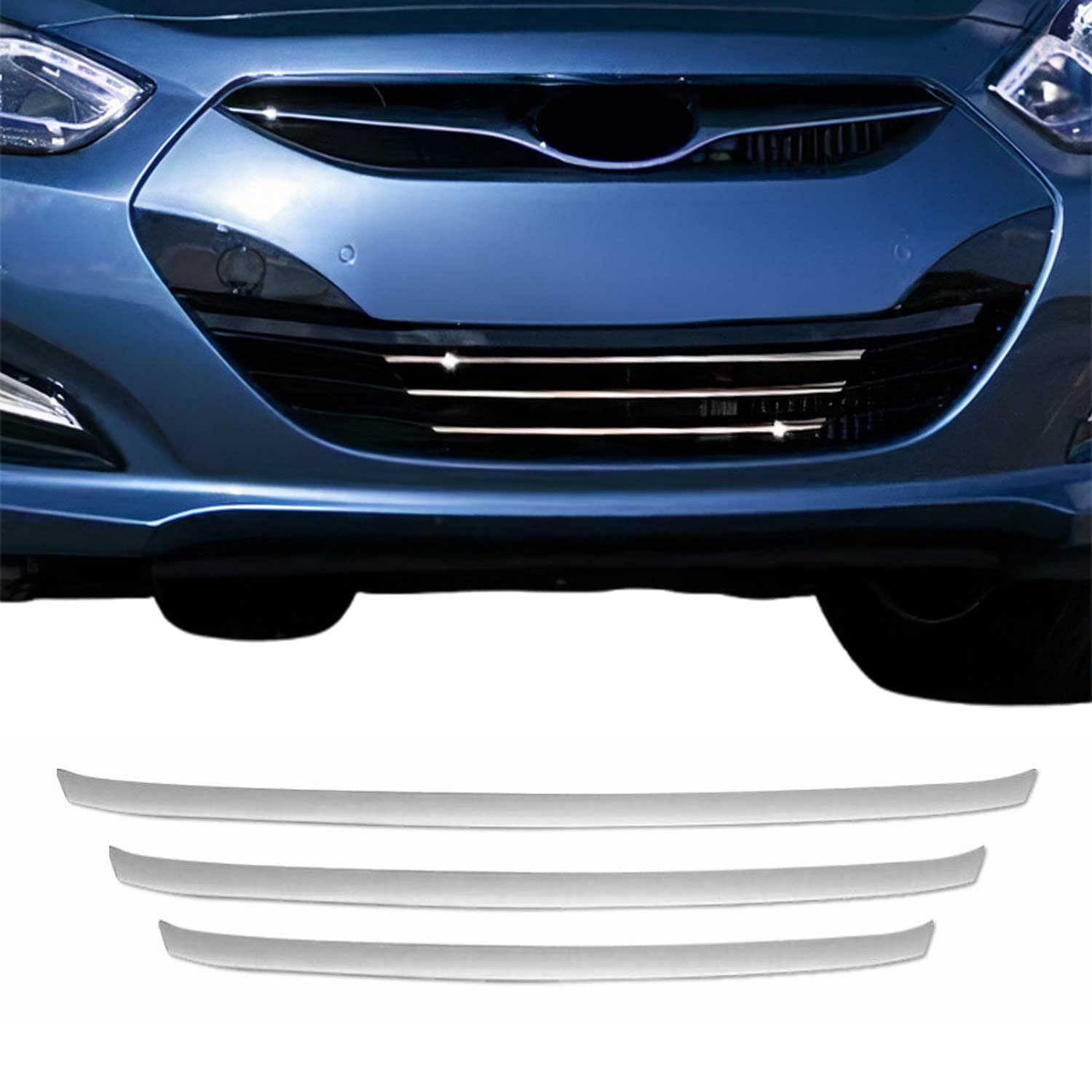 OMAC Zierleisten-Aufkleber Grill Kühlergrill für Hyundai i40 2011-2014 Edelstahl Chrom 3 tlg, Langlebig,Einfache Reinigung,Einfache Installation,Rostbeständig