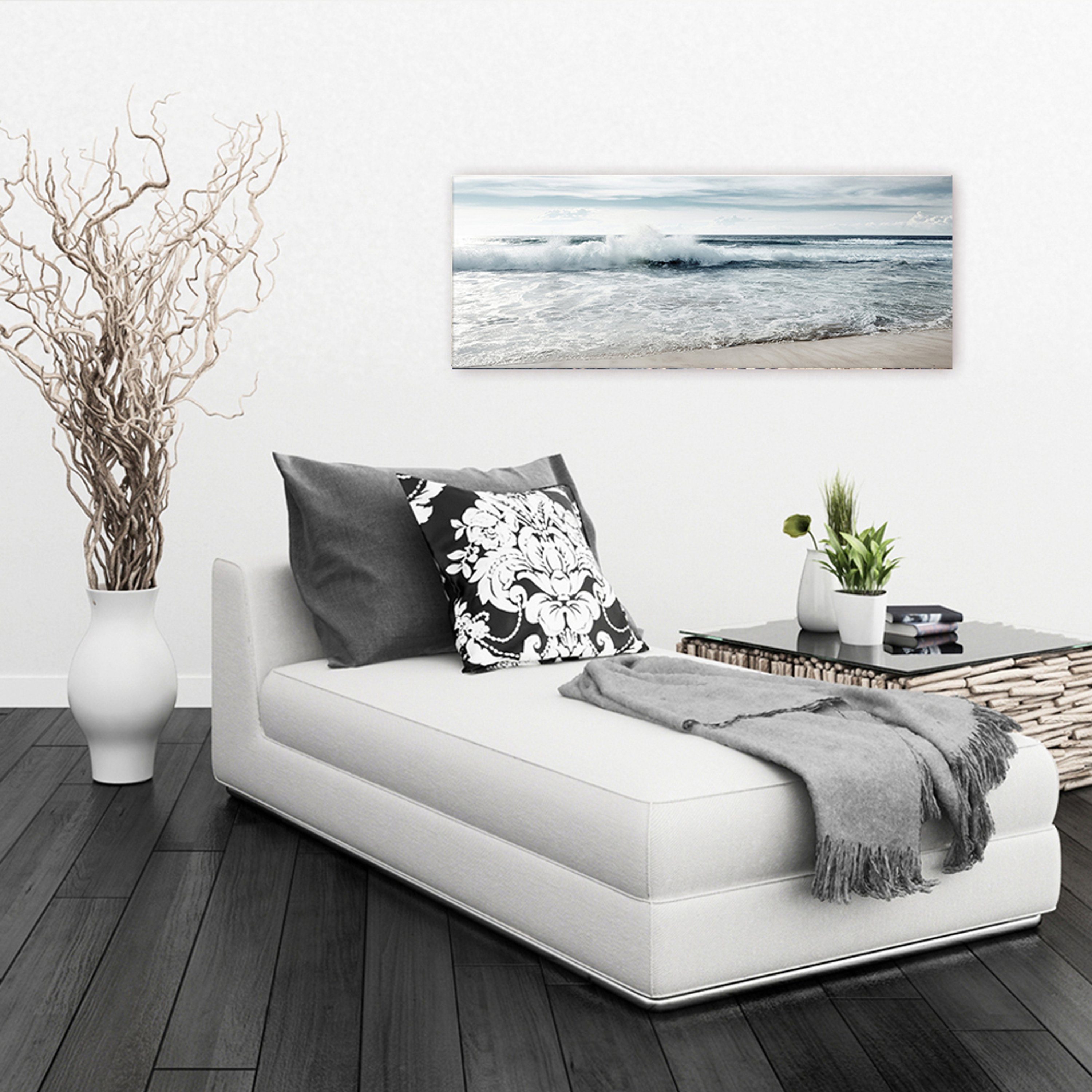 Bild Wandbild Meer aus Meer-Landschaft: Glasbild 80x30cm artissimo Wellen Wohnzimmer Glasbild Glas Strand,