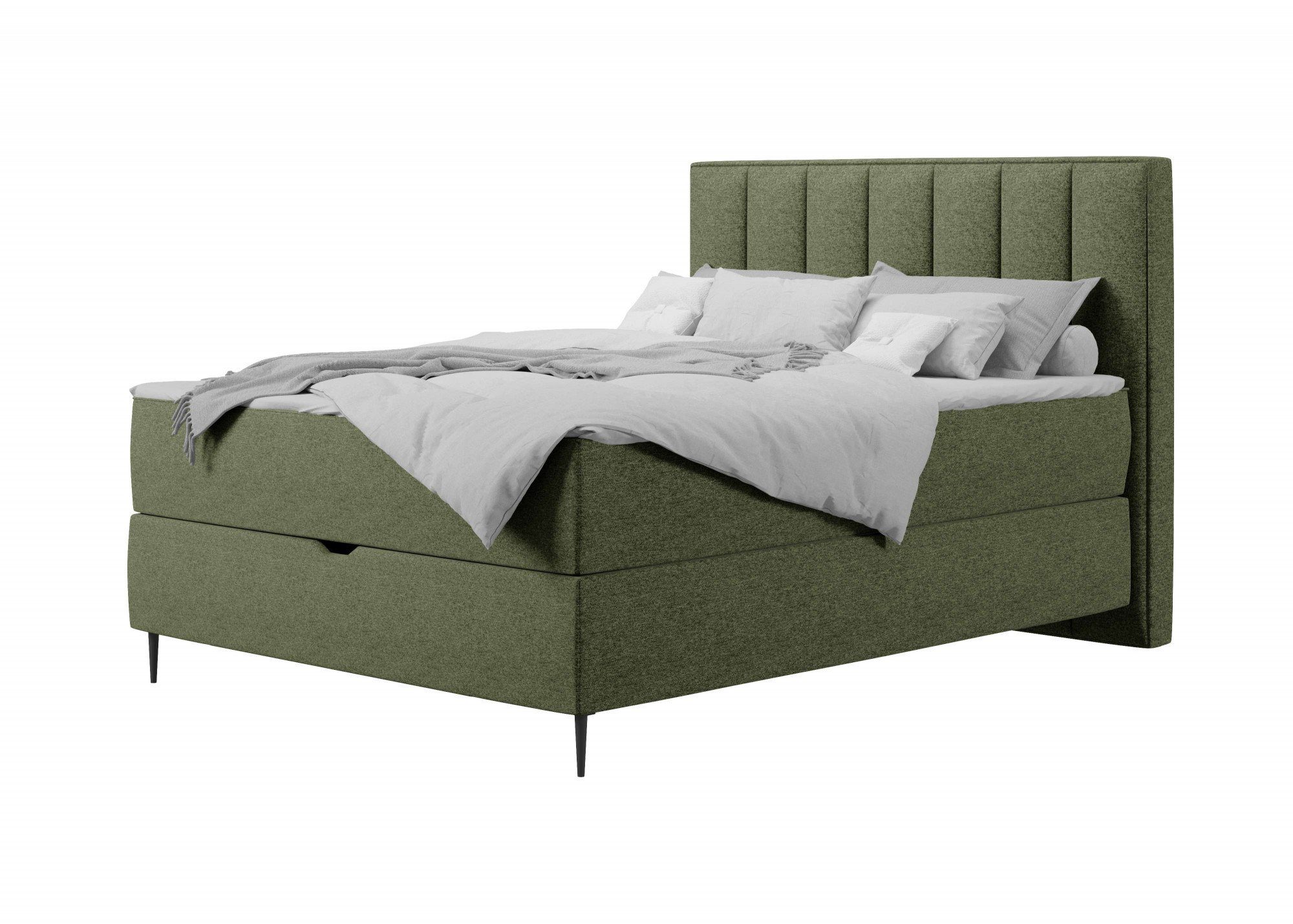 Places of Style Boxbett Rita, mit Taschen-Federkernmatratze und Bettkasten grün