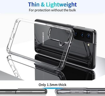 OLi Handyhülle Transparente Silikon Hülle Kompatibel mit Samsung Galaxy S21 6,2 Zoll, TPU Silikon Cover Case Weich Clear