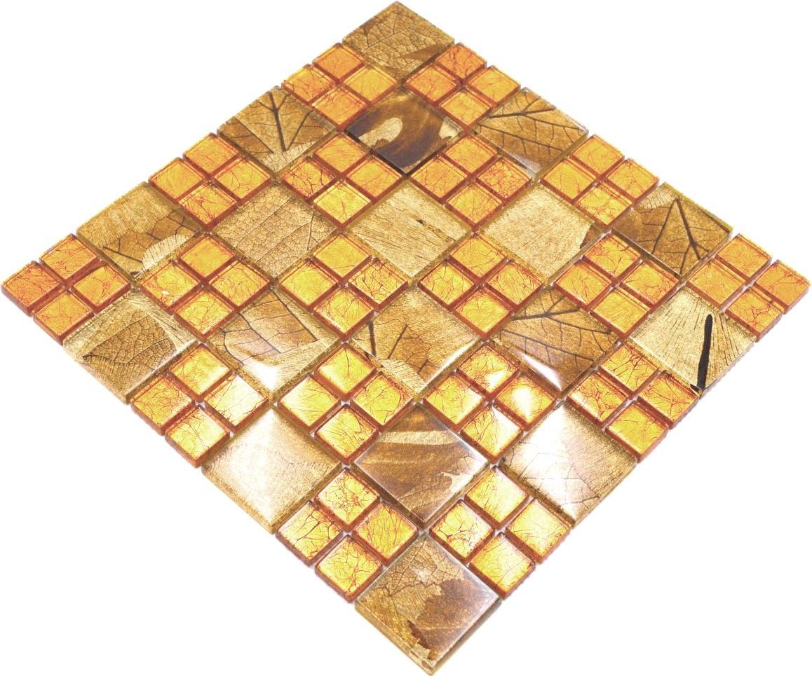 gold glänzend Mosaikfliesen Matten Glasmosaik Crystal 10 / Mosaikfliesen Mosani