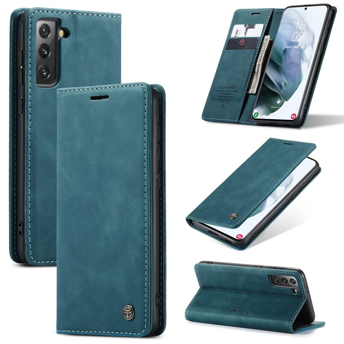 König Design Handyhülle Samsung Galaxy S21, Schutzhülle Schutztasche Case Cover Etuis Wallet Klapptasche Bookstyle