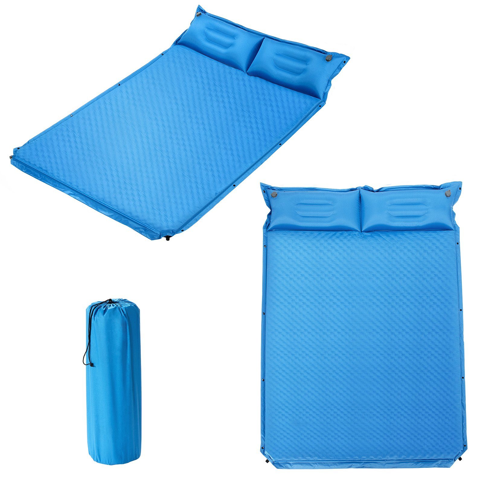 COSTWAY Isomatte, Campingmatte mit Kissen, Selbstaufblasend, 2 Personen Blau