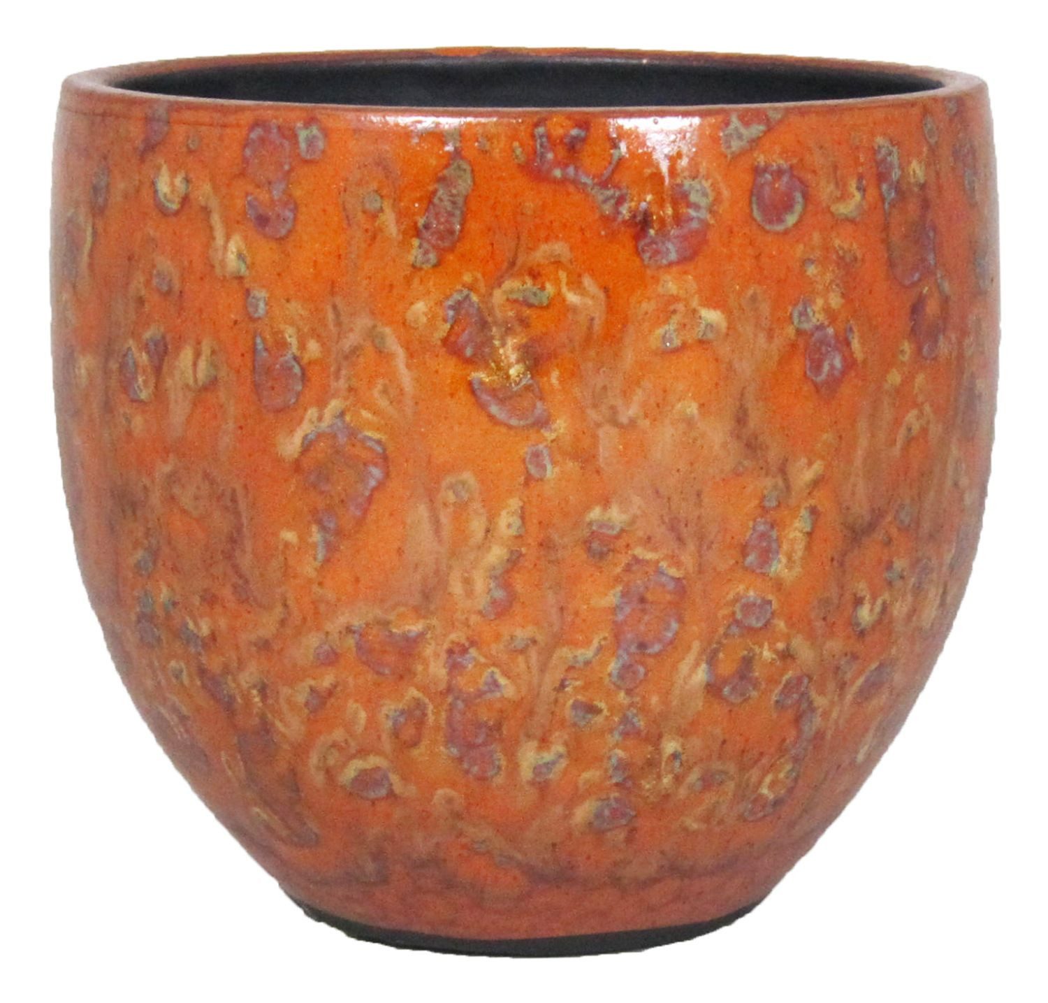 INNA-Glas Blumentopf Pflanzgefäßaus Keramik, gesprenkelt, orange-gelb, 34 cm, Ø 34 cm