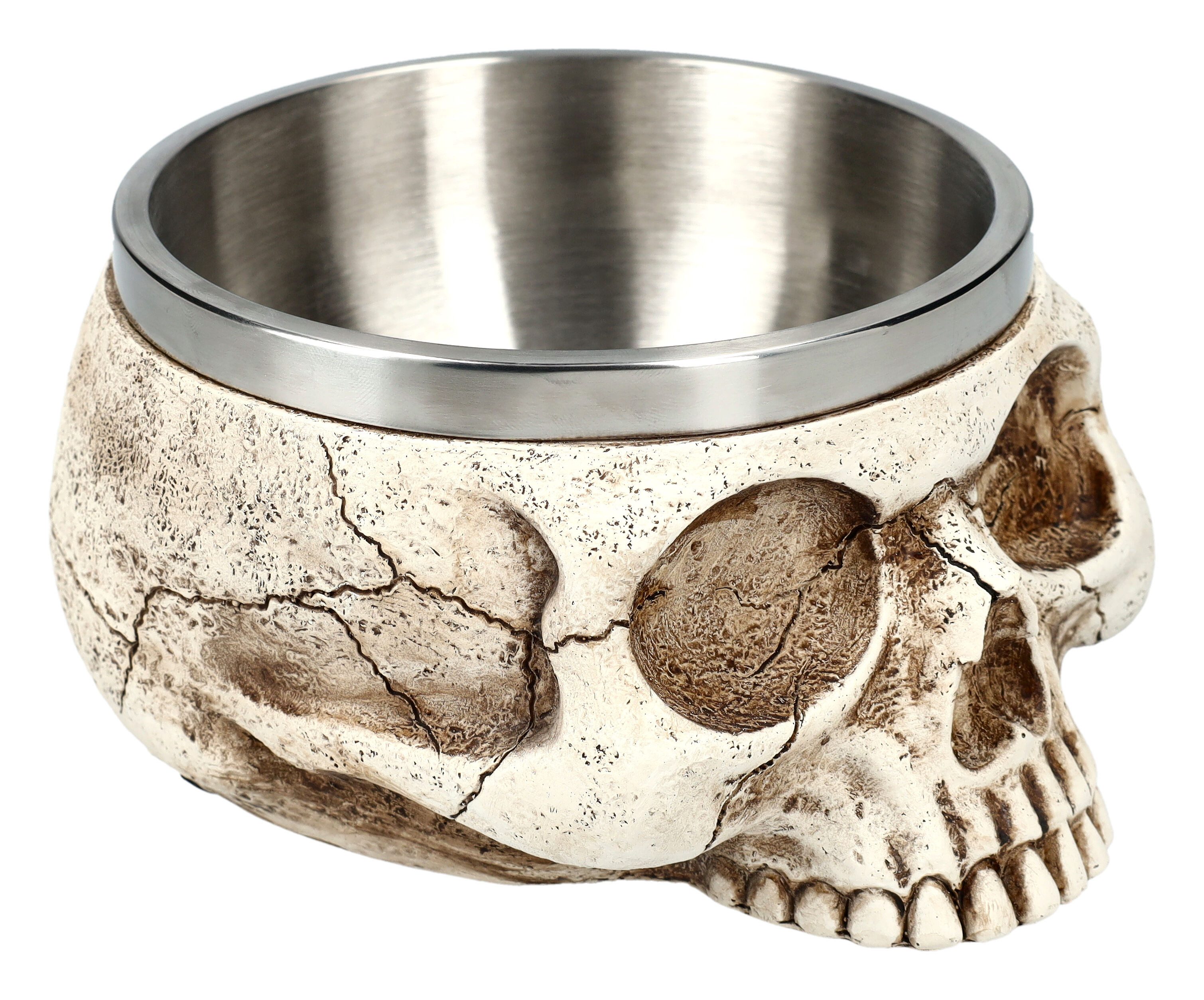Figuren Shop GmbH Futternapf Schale Totenkopf - Gothic Dekoration Dekoschale Futternapf, Edelstahl