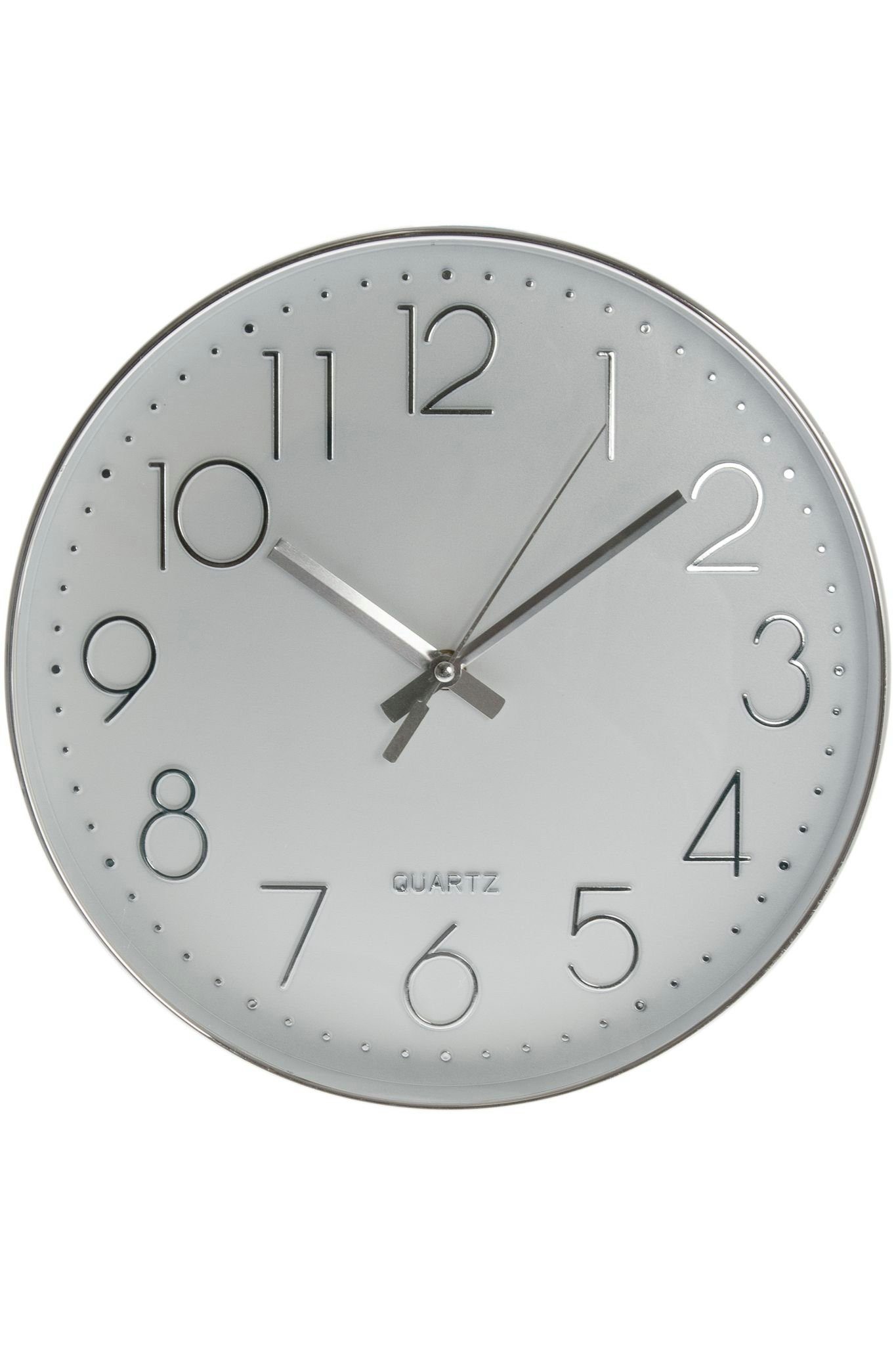 elbmöbel Wanduhr Uhr aus Metall in silber (Wanduhr: Rund 31x31x2 cm silber  weiß modernes Design dekorativ)