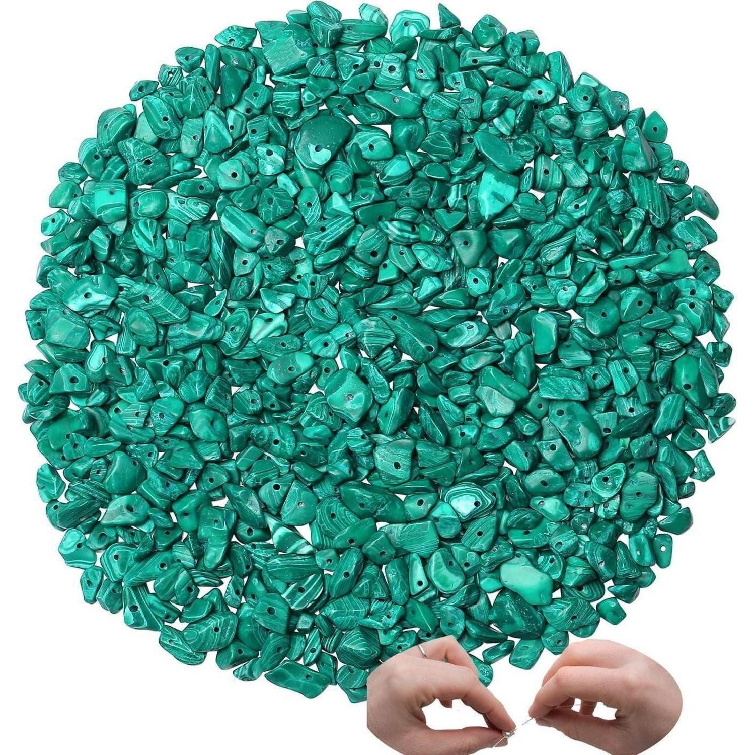 LuxusKollektion Bastelperlen 400pcs Grüner Malachit Kristallperlen zum Auffädeln Steinperlen für