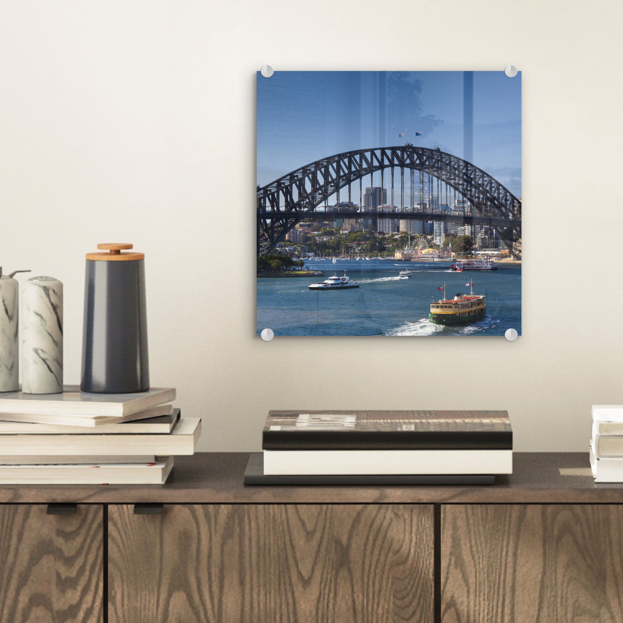 Bilder Glasbilder Foto (1 - Bridge Australien, der Boote Acrylglasbild in - - Glas Wanddekoration St), auf auf Wandbild Glas unter MuchoWow Harbour Sydney