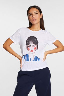 Rich & Royal T-Shirt crinkle T-Shirt with woman print