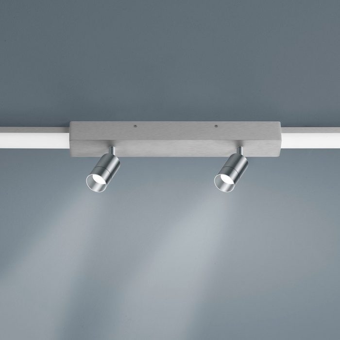 Helestra Stromschienensystem LED Lichtschienen Spot Vigo in nickel-matt 2x4W 720lm Endelement 34 cm Schienensystem