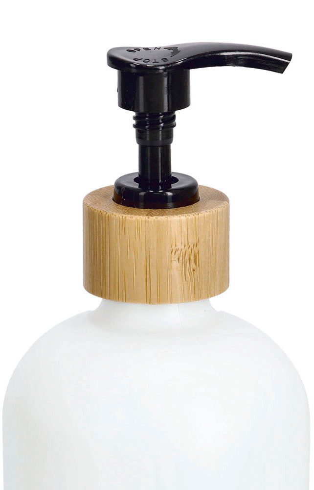 Zeller Present Spülmittelspender, (Set, 3-tlg), Glas / Bambus, Füllmenge je 500 ml, inkl. Tablett