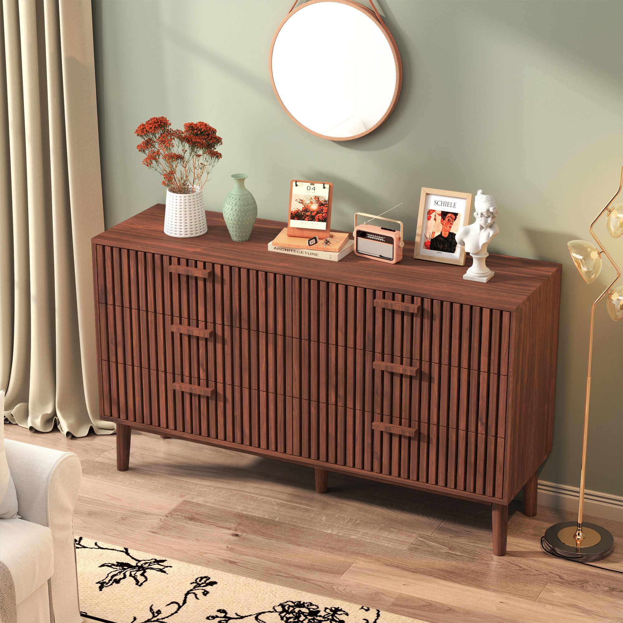 Furnishings Home Kommode Sideboard Schrank Kredenz Küchenschrank (1 St), Moderne 100cm breite mit Griff Kommode, vielseitig einsetzbar